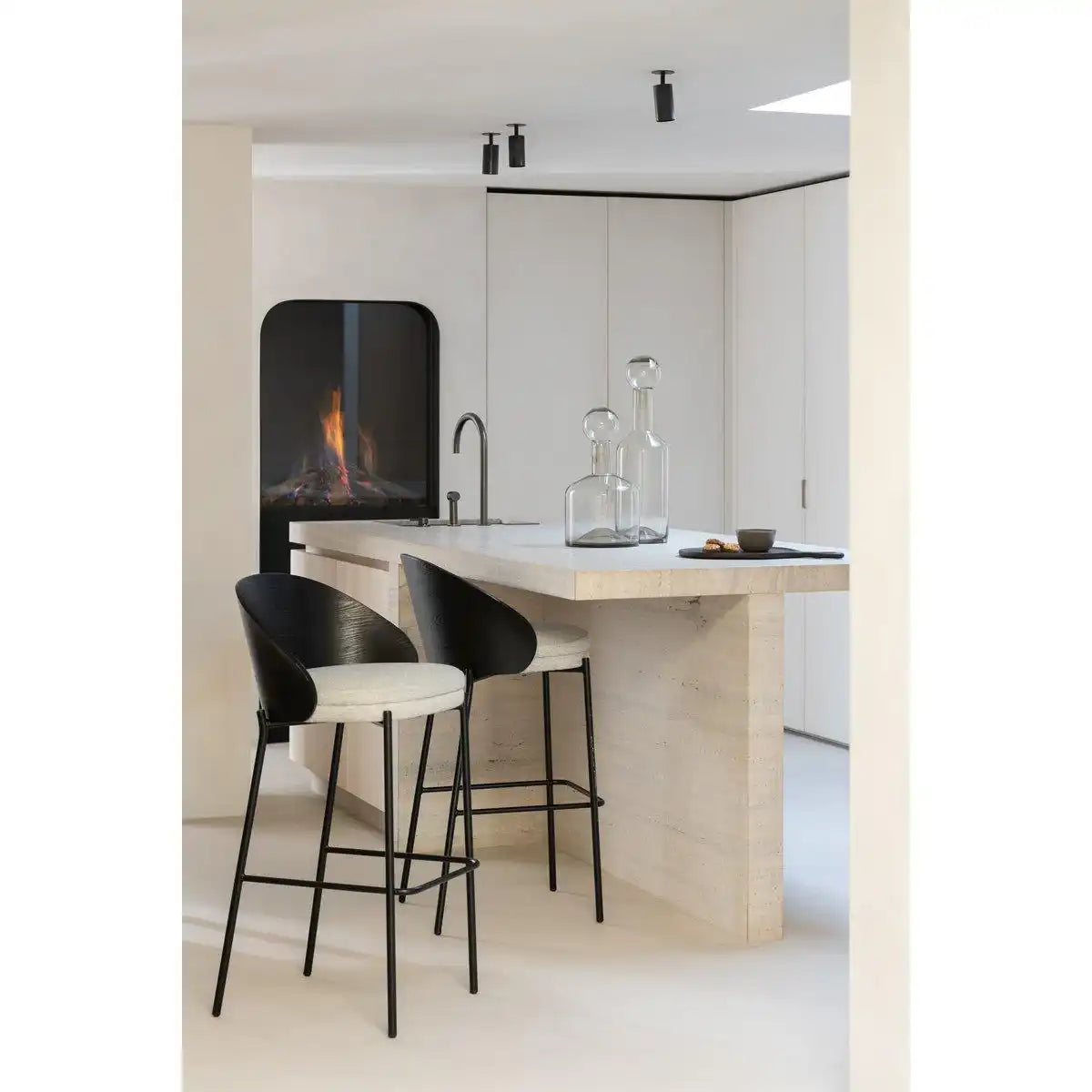 J-Line Barhocker Lone Sperrholz/Metall Schwarz/Grau - HomeDesign Knaus