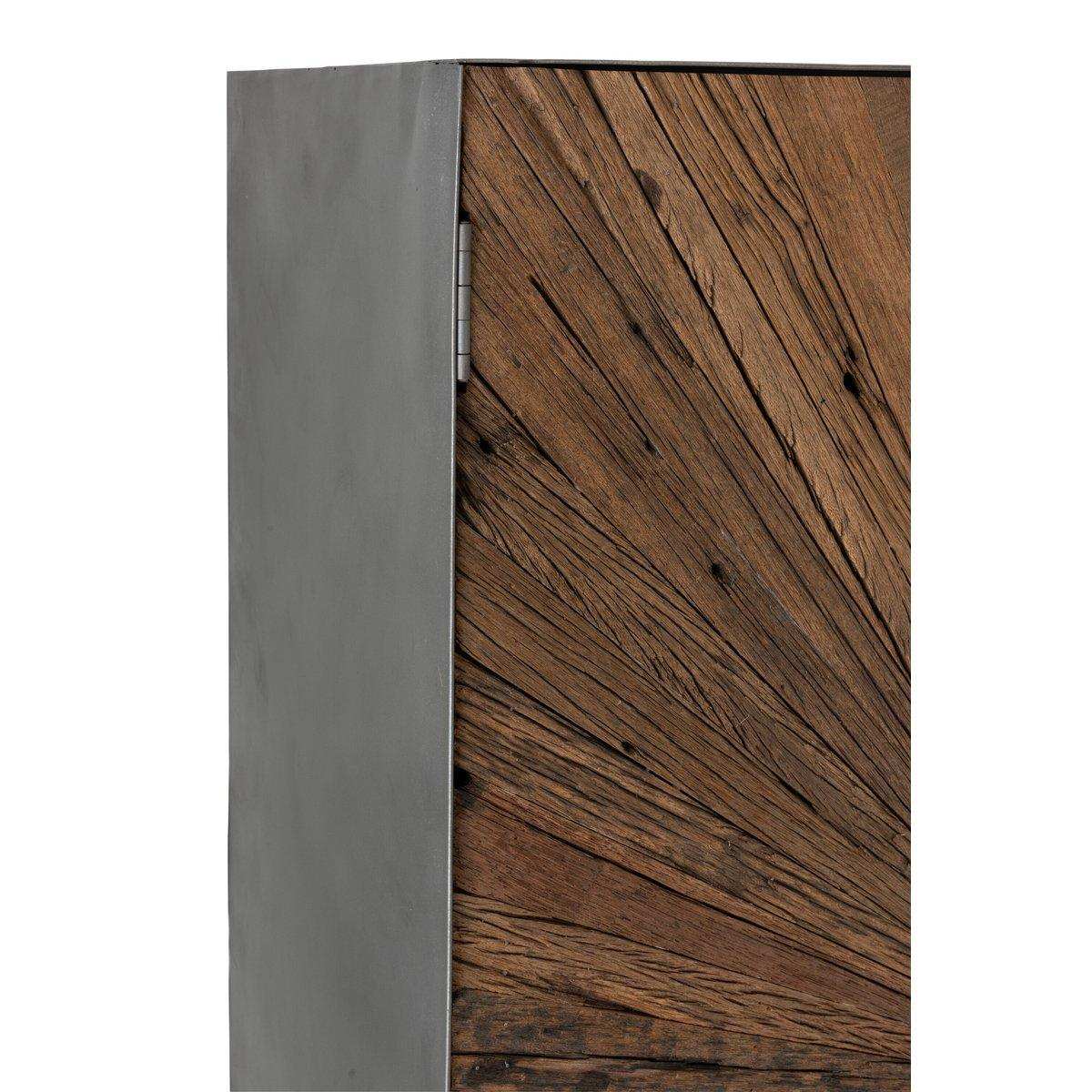 J-Line Barschrank Shanil 2 Türen Holz/Eisen Natur/Grau - HomeDesign Knaus