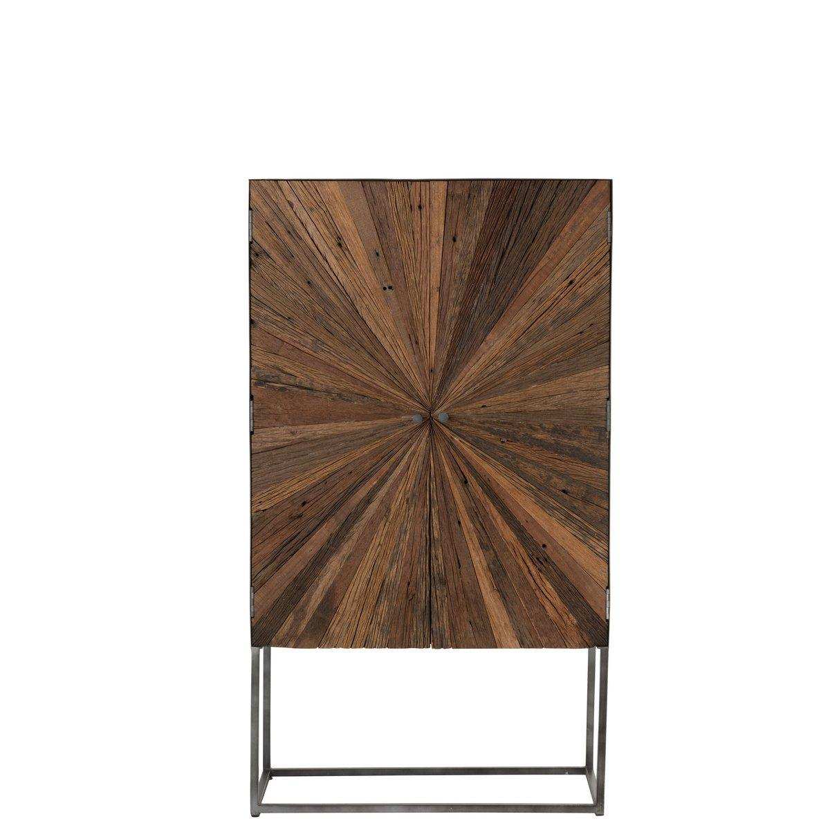 J-Line Barschrank Shanil 2 Türen Holz/Eisen Natur/Grau - HomeDesign Knaus