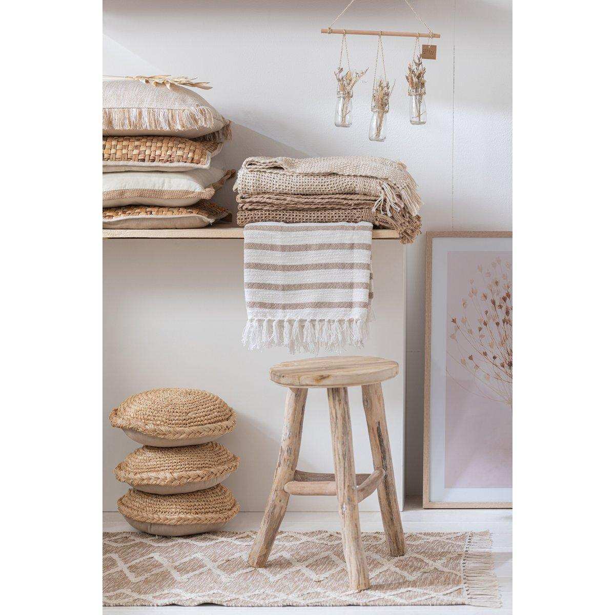 J-Line Barstuhl Rund – Holz – Weiß – Mittelgroß - HomeDesign Knaus