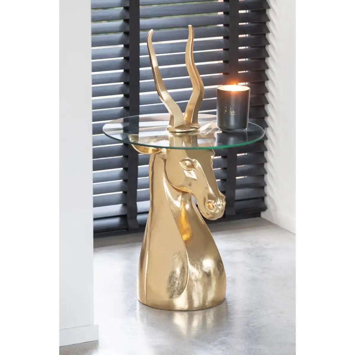 J-Line Beistelltisch Antelope Harz/Glas Gold - HomeDesign Knaus