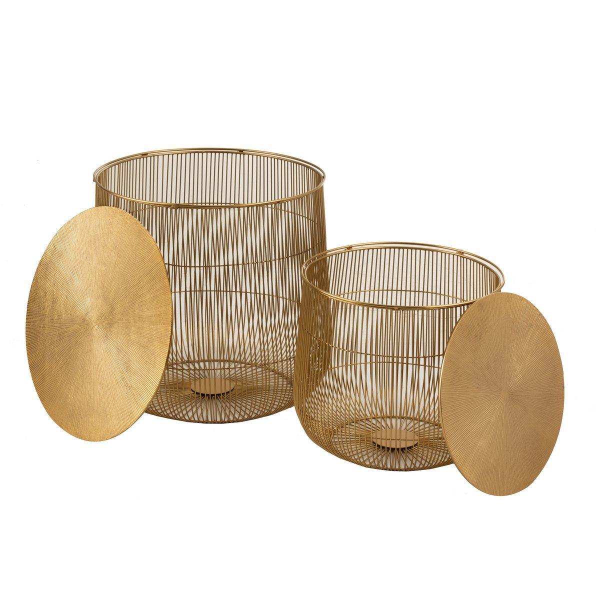 J-Line Beistelltisch Basket – Metall – Gold – 2er-Set - HomeDesign Knaus