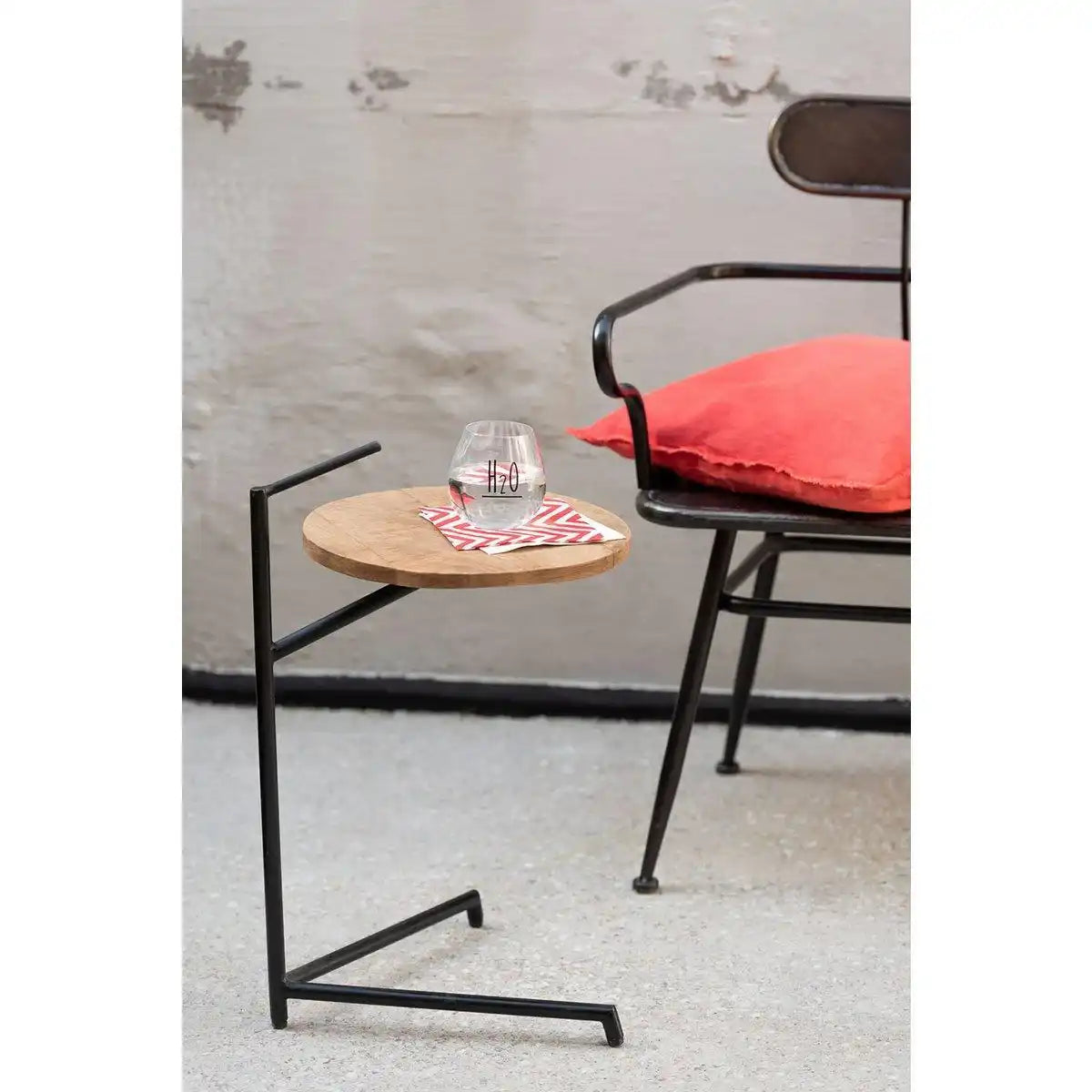 J-Line Beistelltisch Bistro rund Mangoholz/Eisen Natur/Schwarz - HomeDesign Knaus