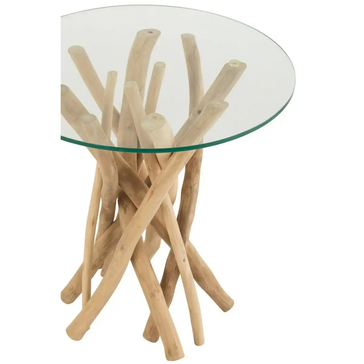 J-Line Beistelltisch Branches Teak – Holz/Glas – Natur - HomeDesign Knaus