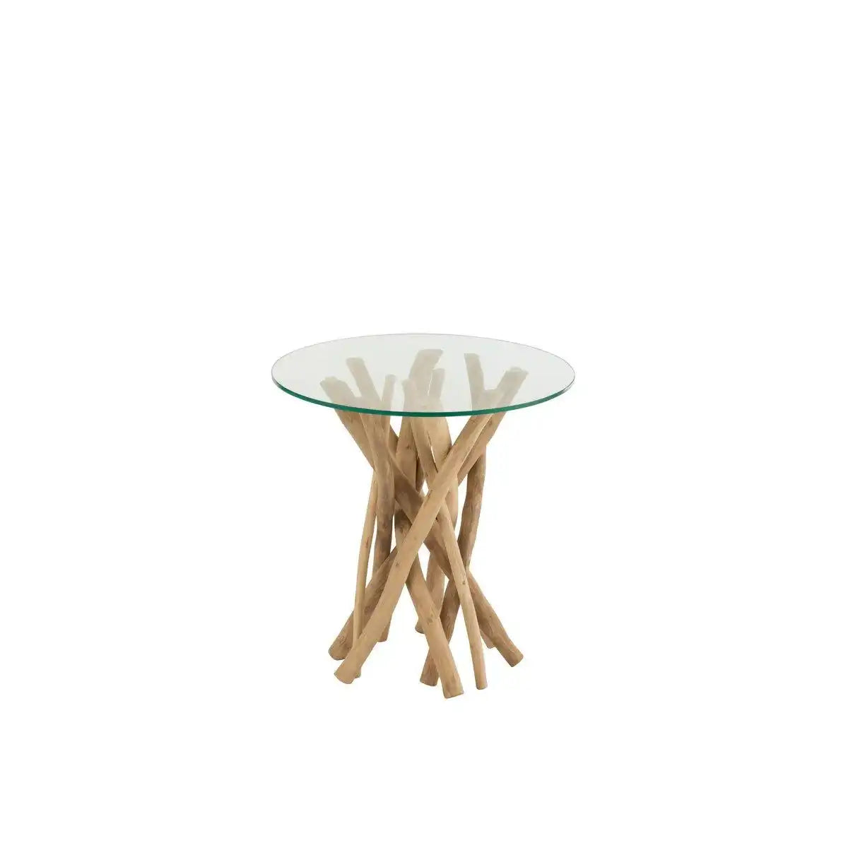 J-Line Beistelltisch Branches Teak – Holz/Glas – Natur - HomeDesign Knaus