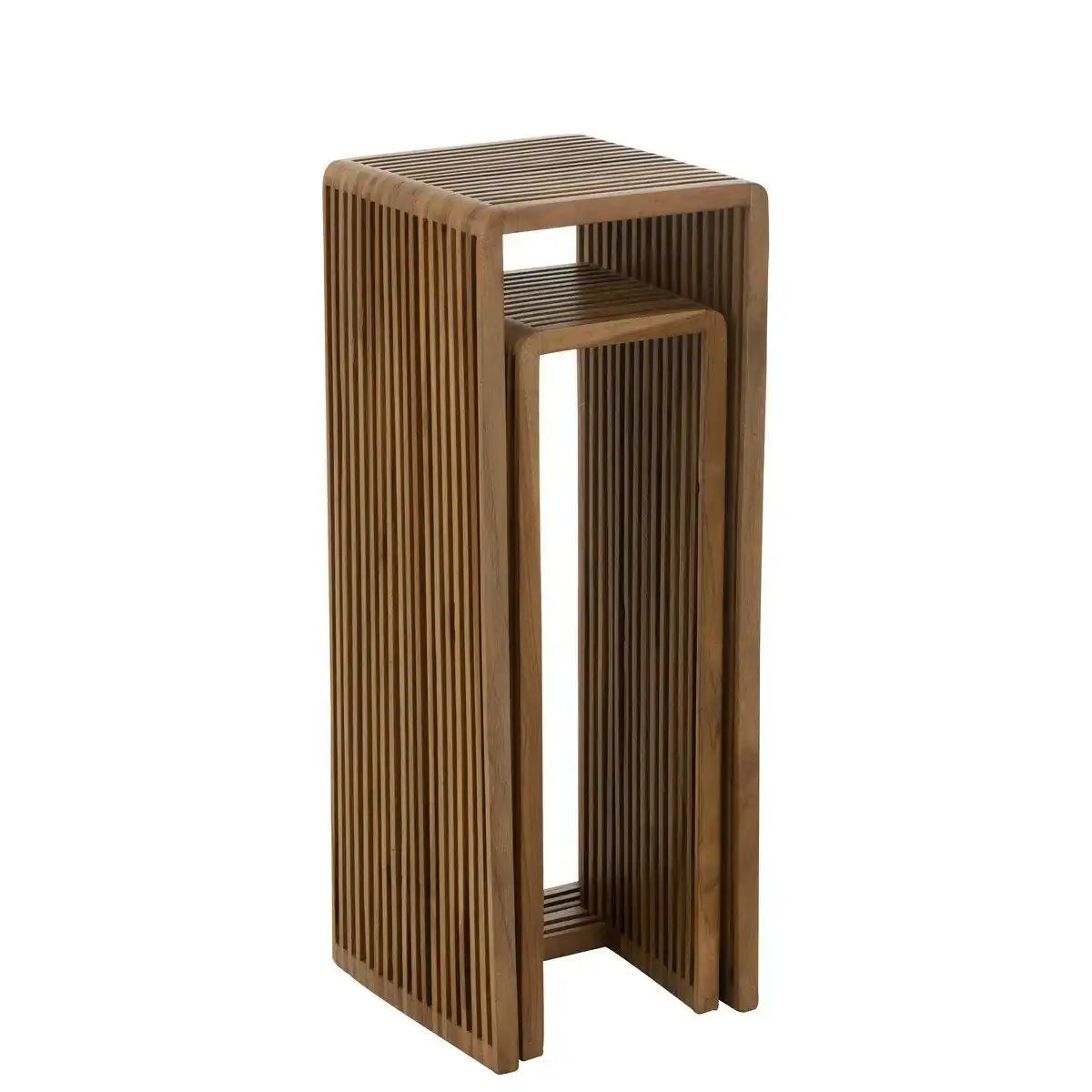 J-Line Beistelltisch Cube Recyceltes Teakholz – Naturholz – 2er-Set - HomeDesign Knaus