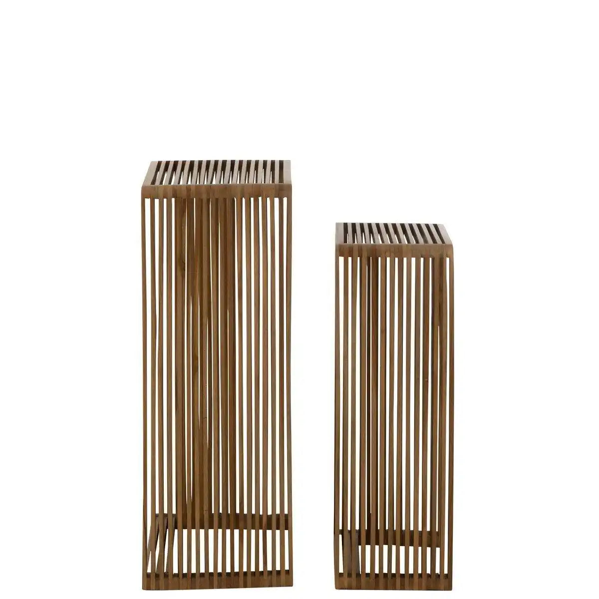 J-Line Beistelltisch Cube Recyceltes Teakholz – Naturholz – 2er-Set - HomeDesign Knaus