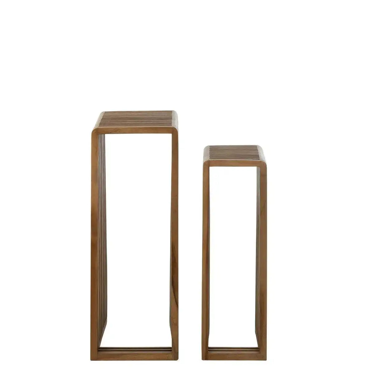 J-Line Beistelltisch Cube Recyceltes Teakholz – Naturholz – 2er-Set - HomeDesign Knaus
