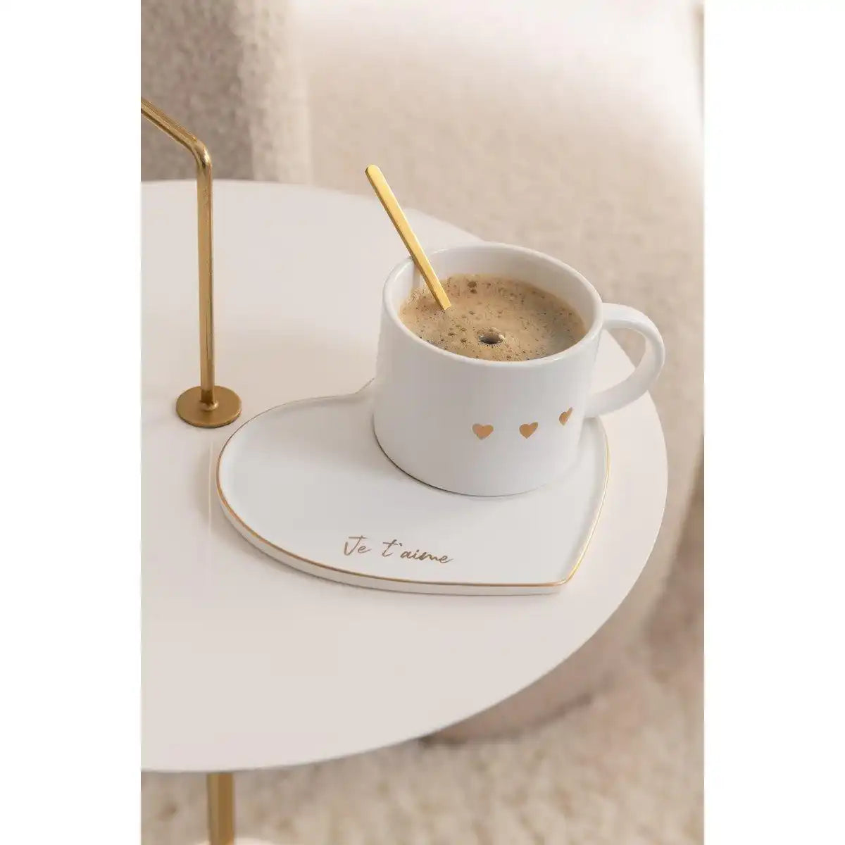 J-Line Beistelltisch Disc Metall Weiß/Gold - HomeDesign Knaus