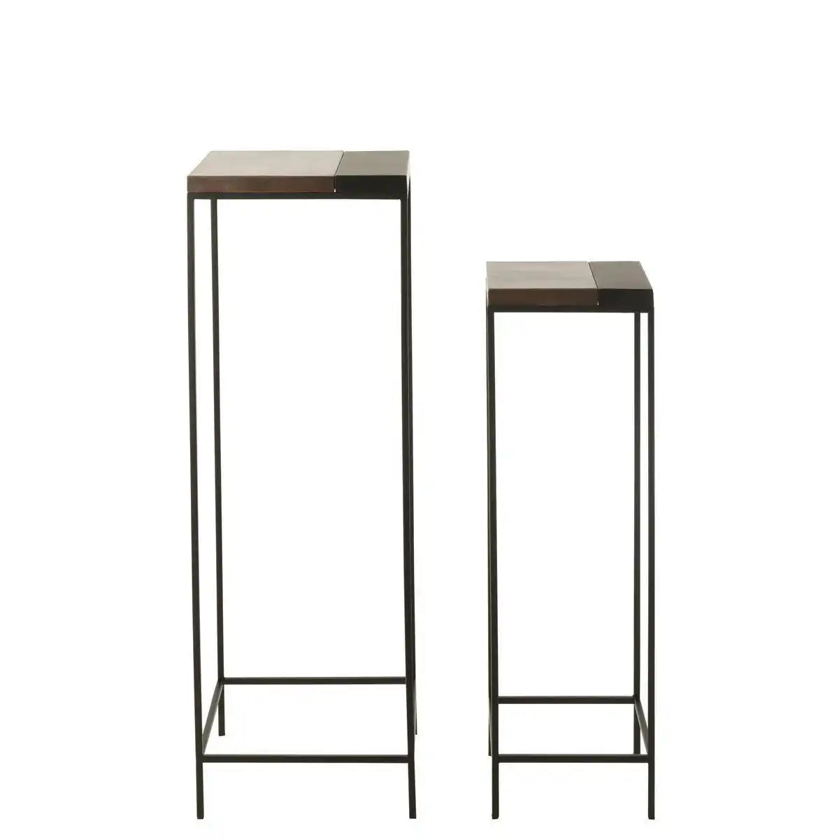 J-Line Beistelltisch High – Metall – Bronze/Schwarz – 2er-Set - HomeDesign Knaus