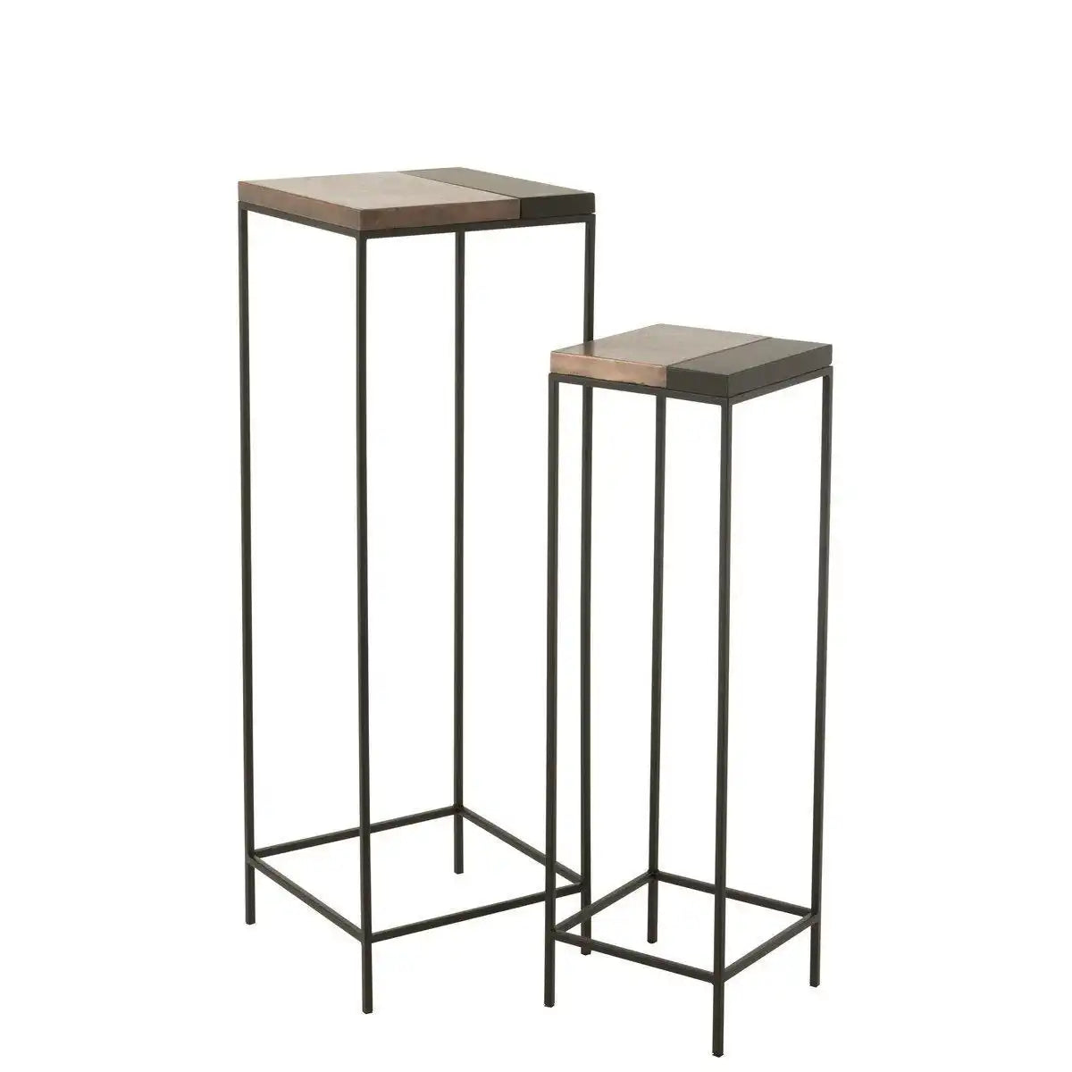 J-Line Beistelltisch High – Metall – Bronze/Schwarz – 2er-Set - HomeDesign Knaus