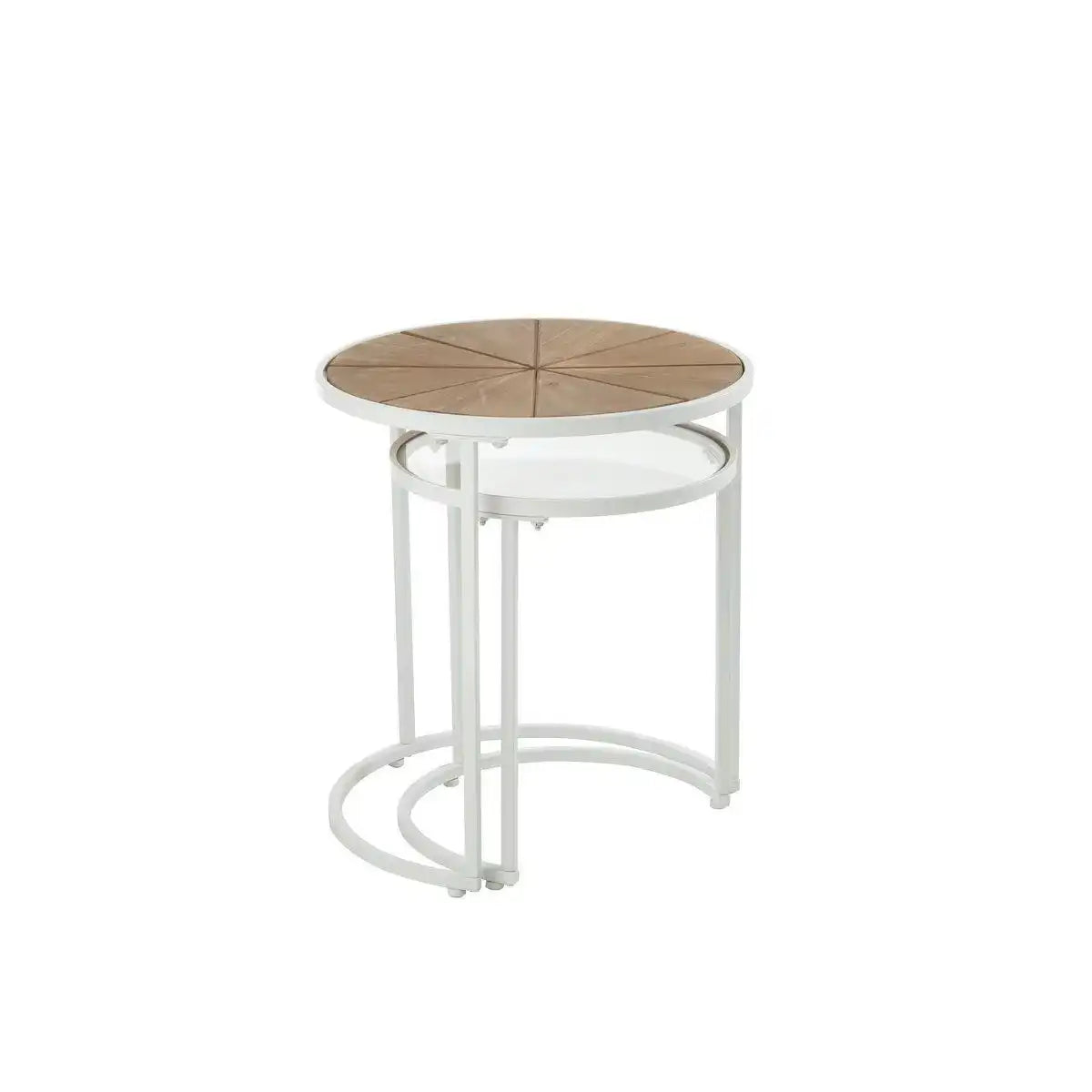 J-Line Beistelltisch Lounge – Metall/Holz – Weiß/Natur – - HomeDesign Knaus