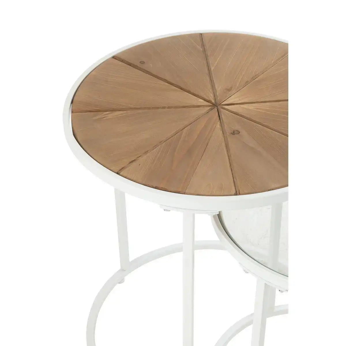 J-Line Beistelltisch Lounge – Metall/Holz – Weiß/Natur – - HomeDesign Knaus