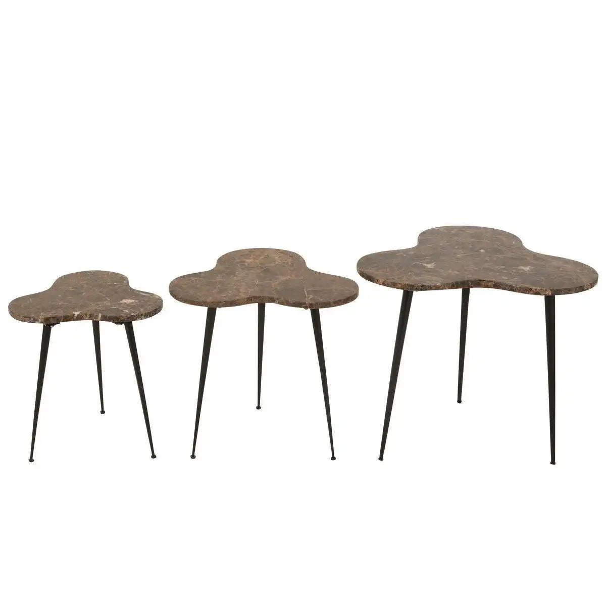 J-Line Beistelltisch – Marmor/Metall – Braun/Schwarz – - HomeDesign Knaus