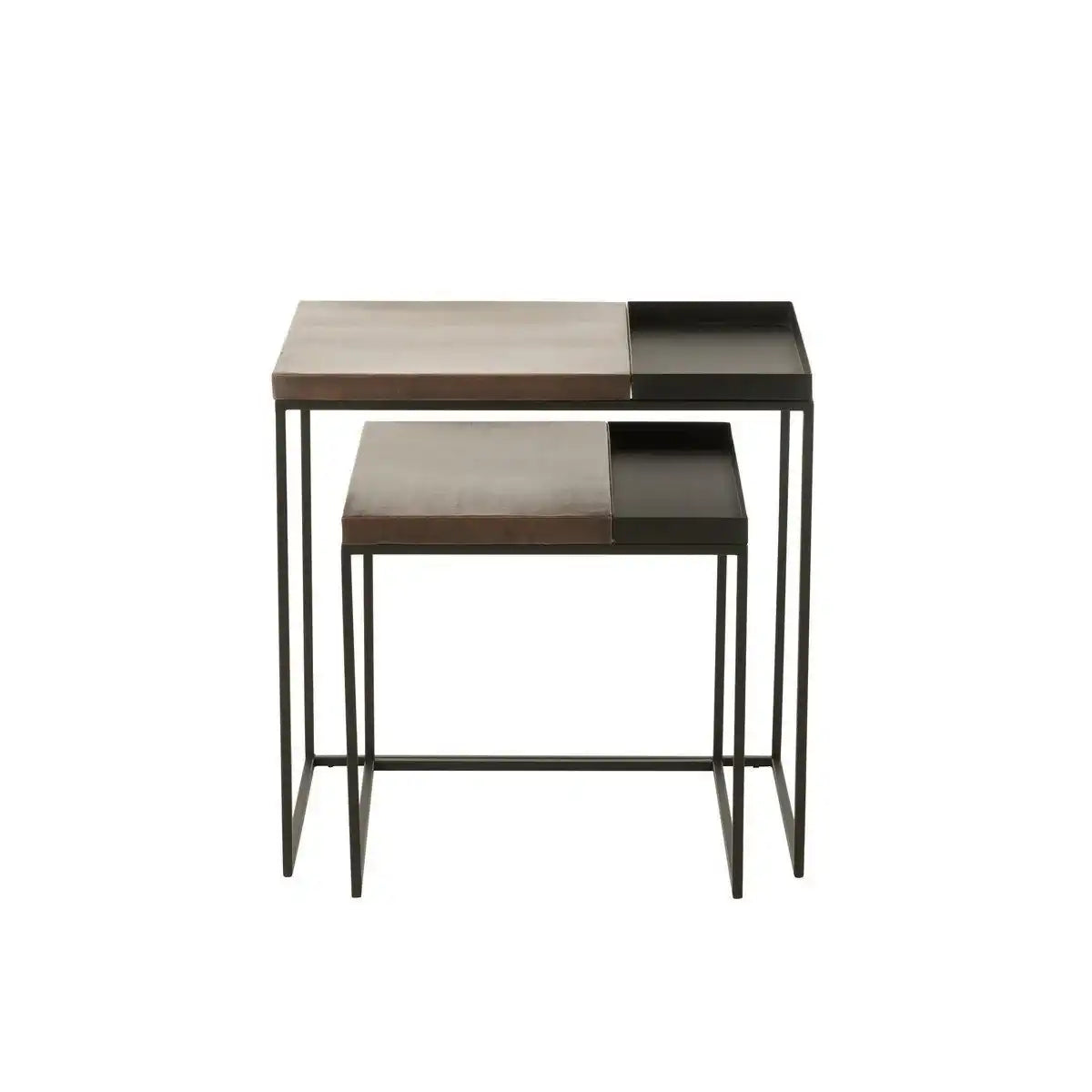 J-Line Beistelltisch – Metall – Bronze/Schwarz – 2er-Set - HomeDesign Knaus