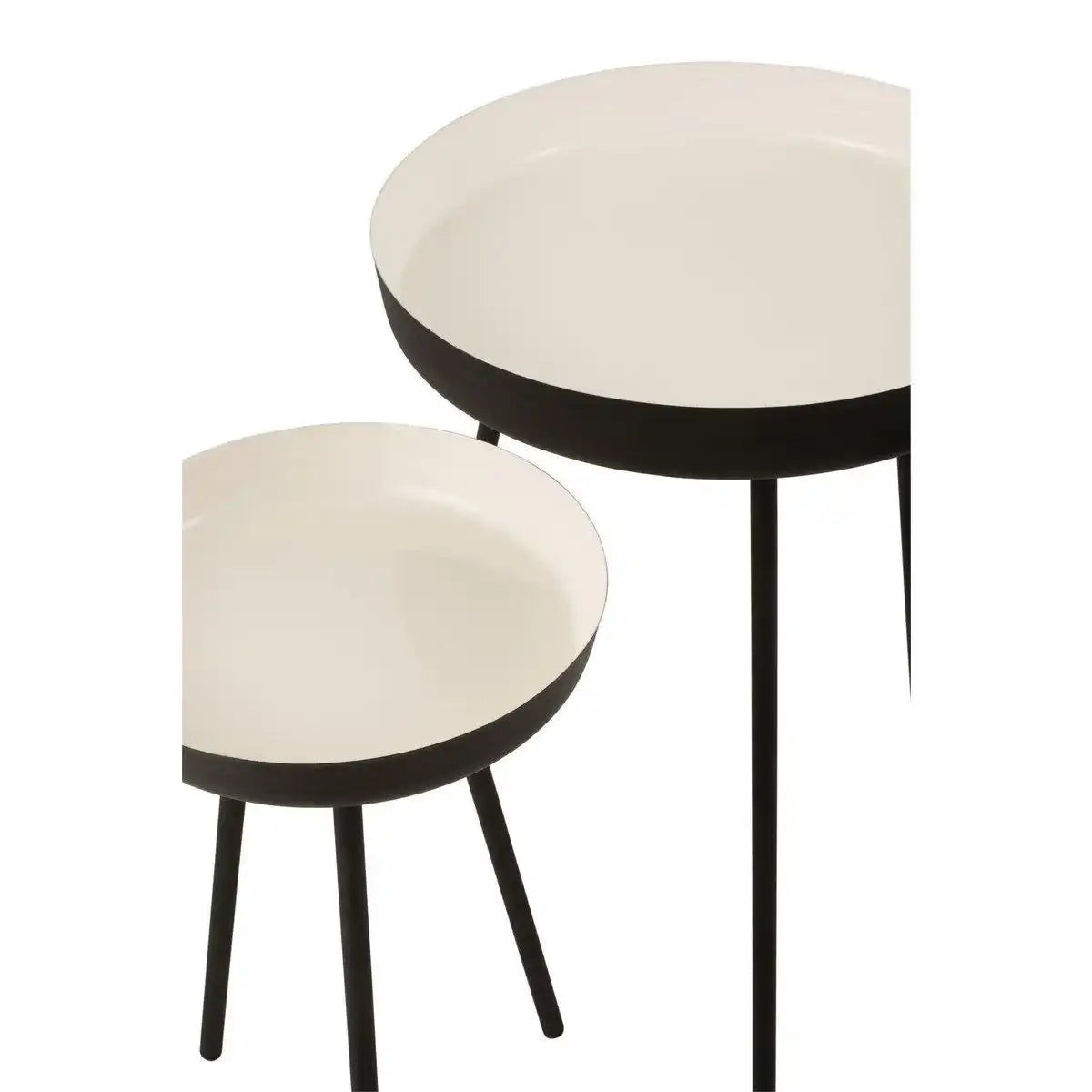 J-Line Beistelltisch – Metall – Schwarz/Weiß – 3er-Set - HomeDesign Knaus