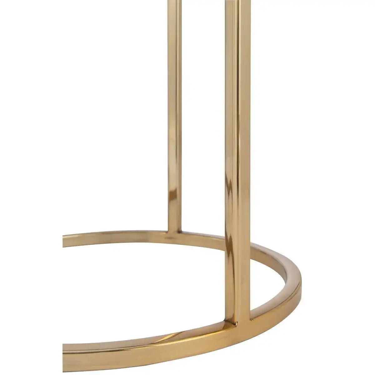 J-Line Beistelltisch Quartz – Stein/Metall – Weiß/Gold – 2er-Set - HomeDesign Knaus