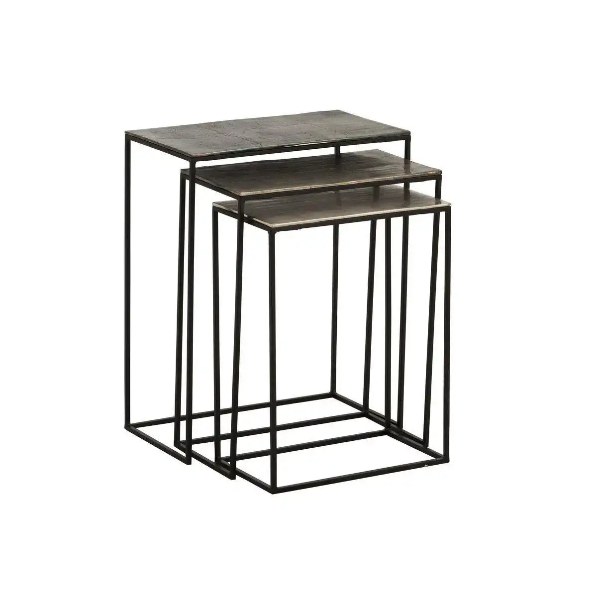 J-Line Beistelltisch Rechteckig – Aluminium – Schwarz/Mix – 3er-Set - HomeDesign Knaus