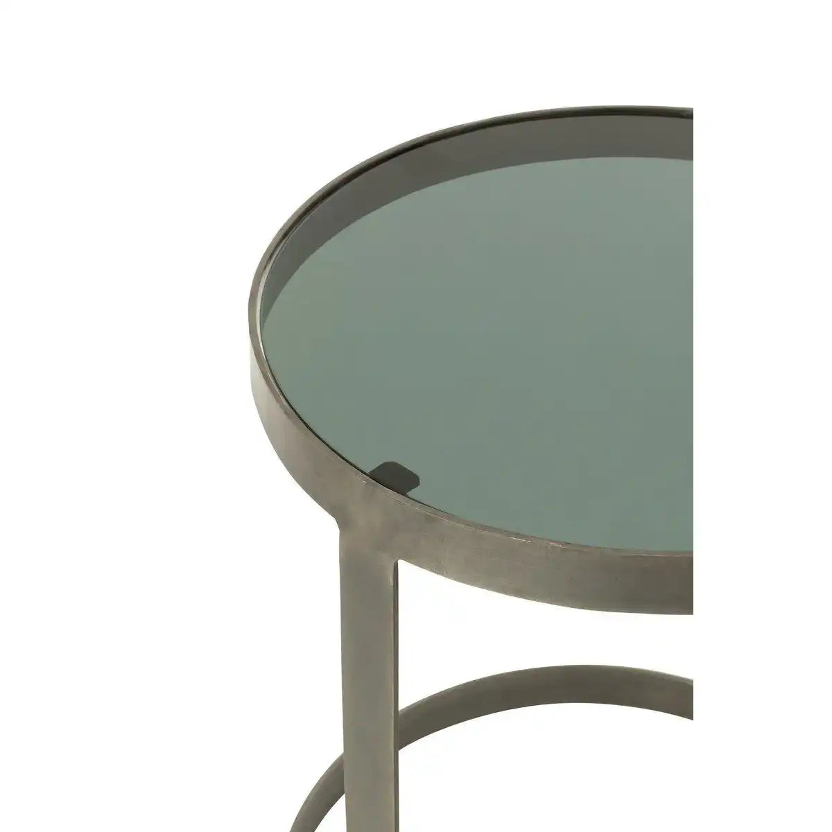 J-Line Beistelltisch Rund – Eisen/Glas – Grau – 3er-Set - HomeDesign Knaus