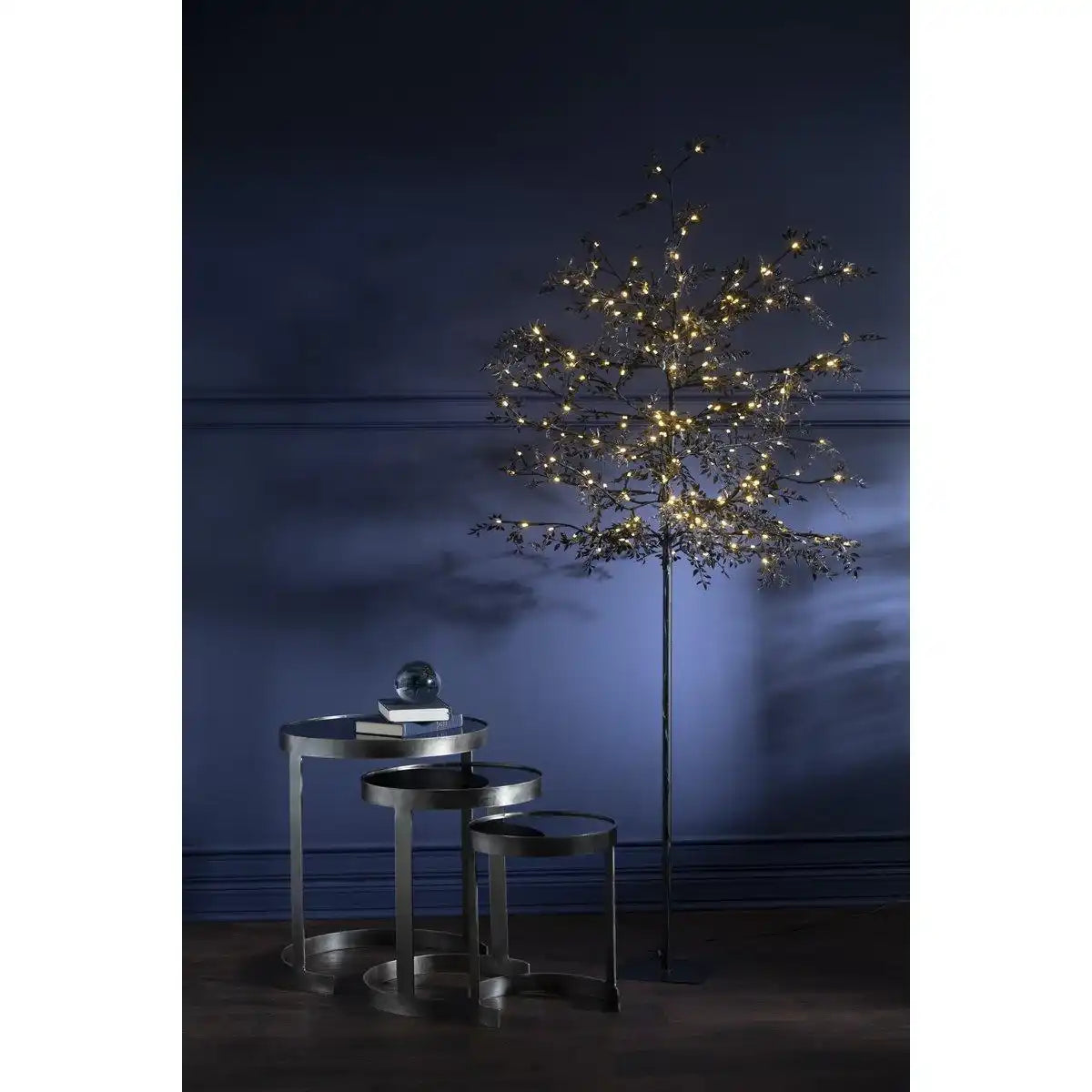 J-Line Beistelltisch Rund – Eisen/Glas – Grau – 3er-Set - HomeDesign Knaus