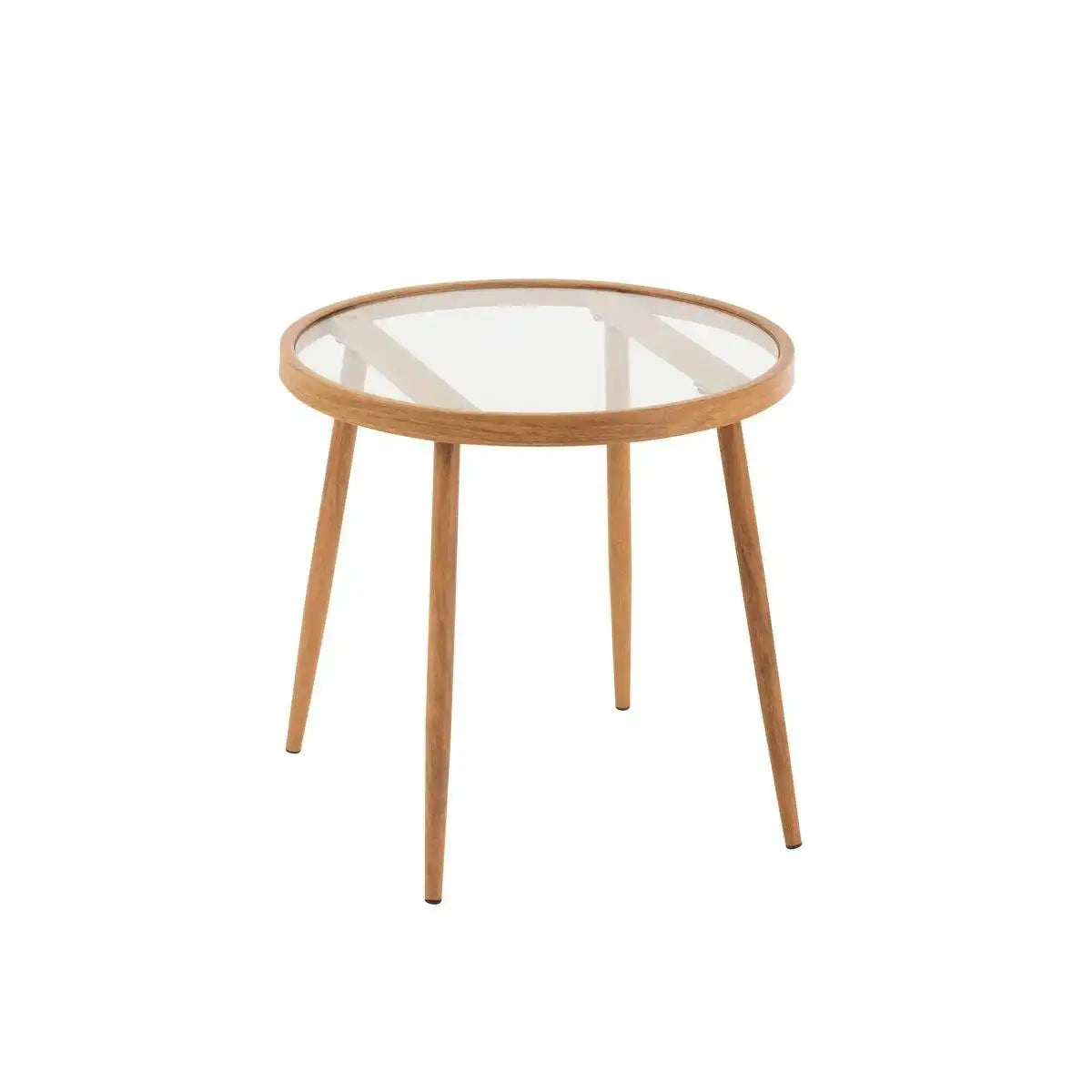 J-Line Beistelltisch Rund – Metall/Glas – Natur - HomeDesign Knaus