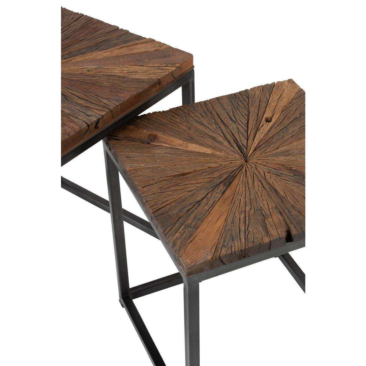 J-Line Beistelltisch Shanil – Holz/Eisen – Natur/Grau – - HomeDesign Knaus
