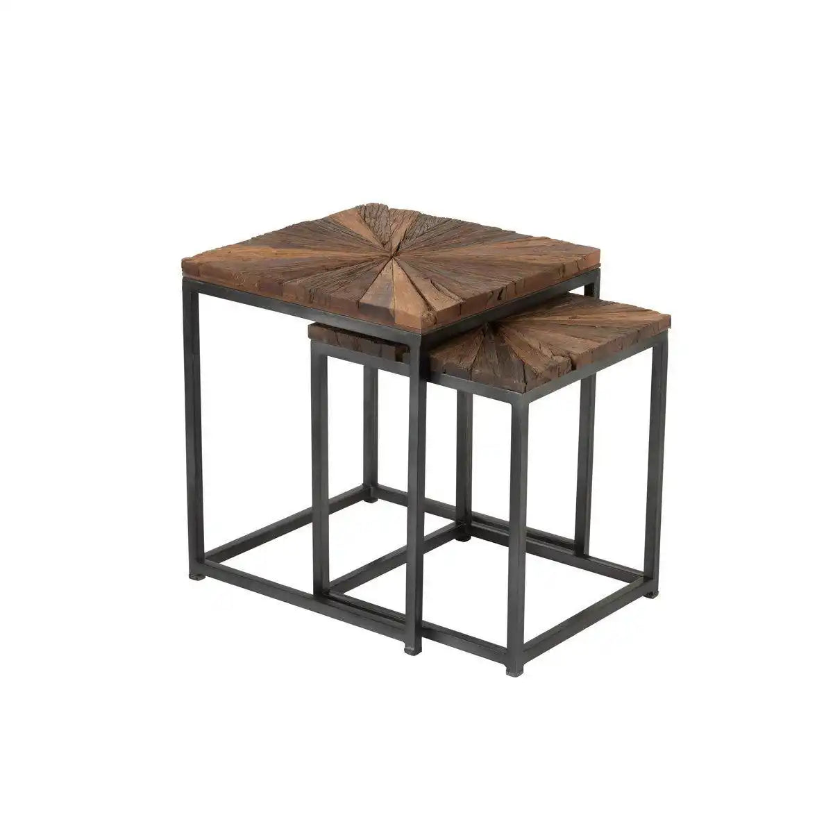 J-Line Beistelltisch Shanil – Holz/Eisen – Natur/Grau – - HomeDesign Knaus