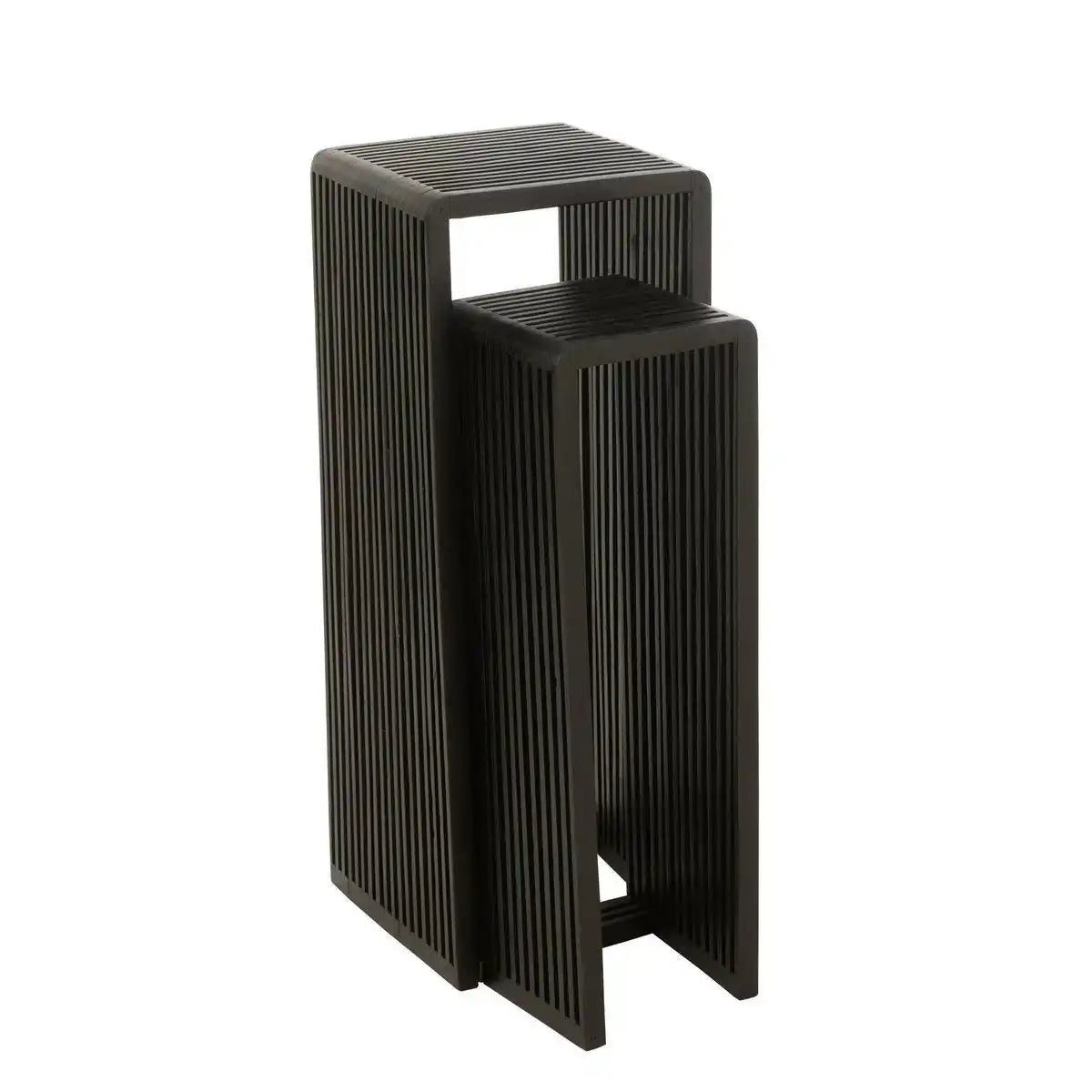 J-Line Beistelltische Cube Recyceltes Teakholz – Holz – Schwarz - HomeDesign Knaus