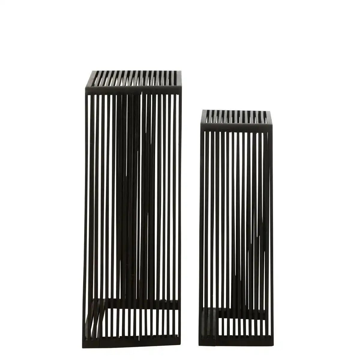 J-Line Beistelltische Cube Recyceltes Teakholz – Holz – Schwarz - HomeDesign Knaus