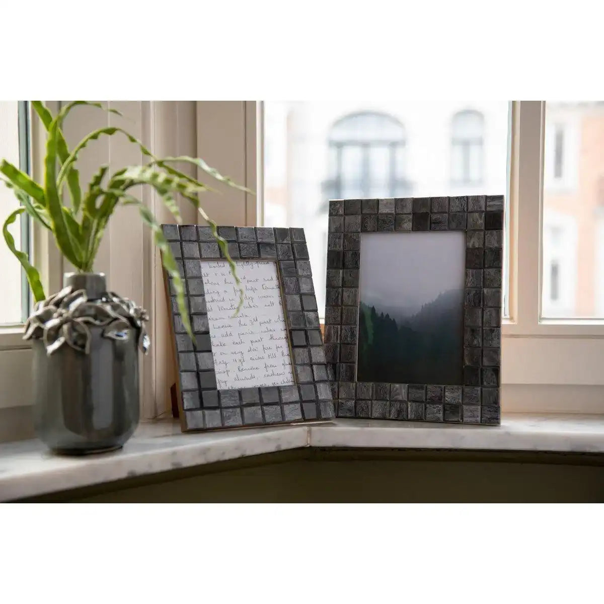 J-Line Bilderrahmen Pattern Square 10X15 Holz/Horn Grau S 17X22cm - HomeDesign Knaus