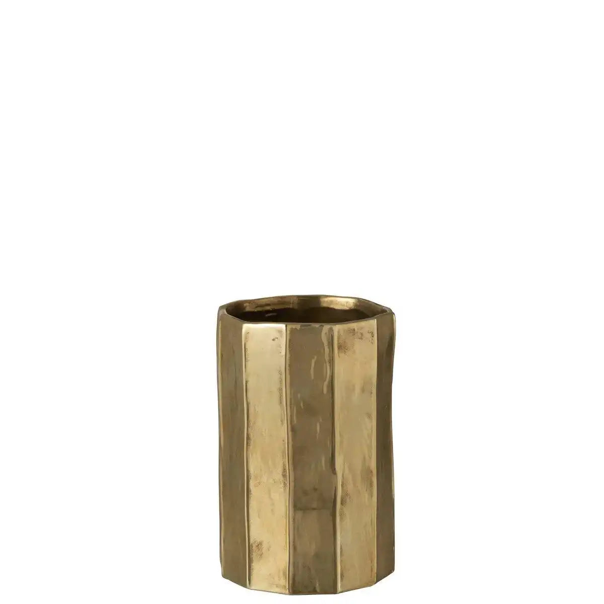 J-Line Blumentopf Ary Clay – Steingut – Gold – groß – Ø 20,00 cm - HomeDesign Knaus