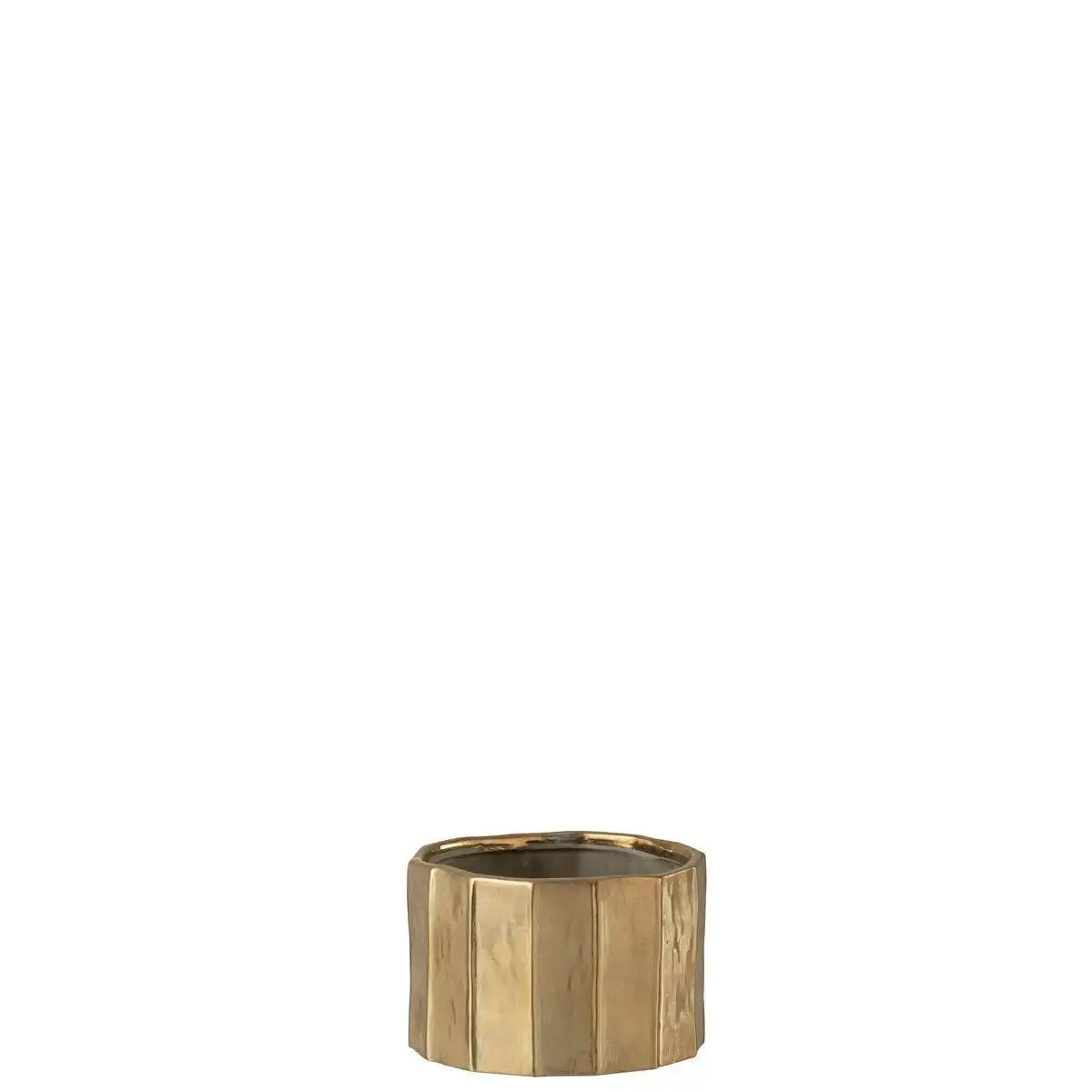 J-Line Blumentopf Ary Clay – Steingut – Gold – klein – Ø 18,00 cm - HomeDesign Knaus