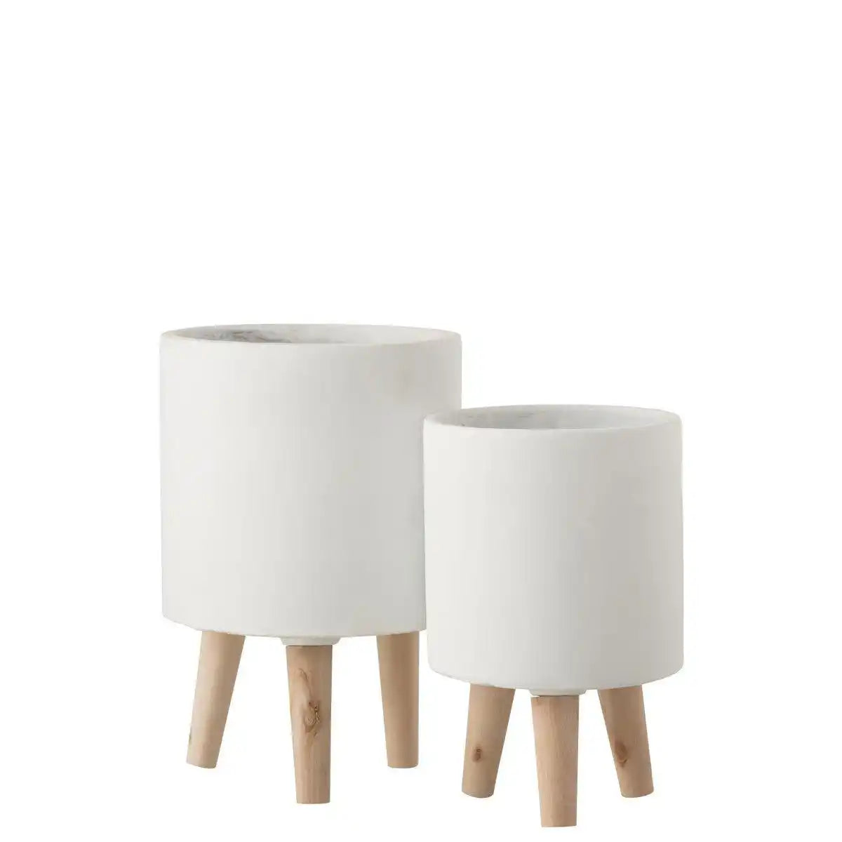 J-Line Blumentopf auf Beinen – Zement – Weiß – klein – Ø 16,00 cm - HomeDesign Knaus