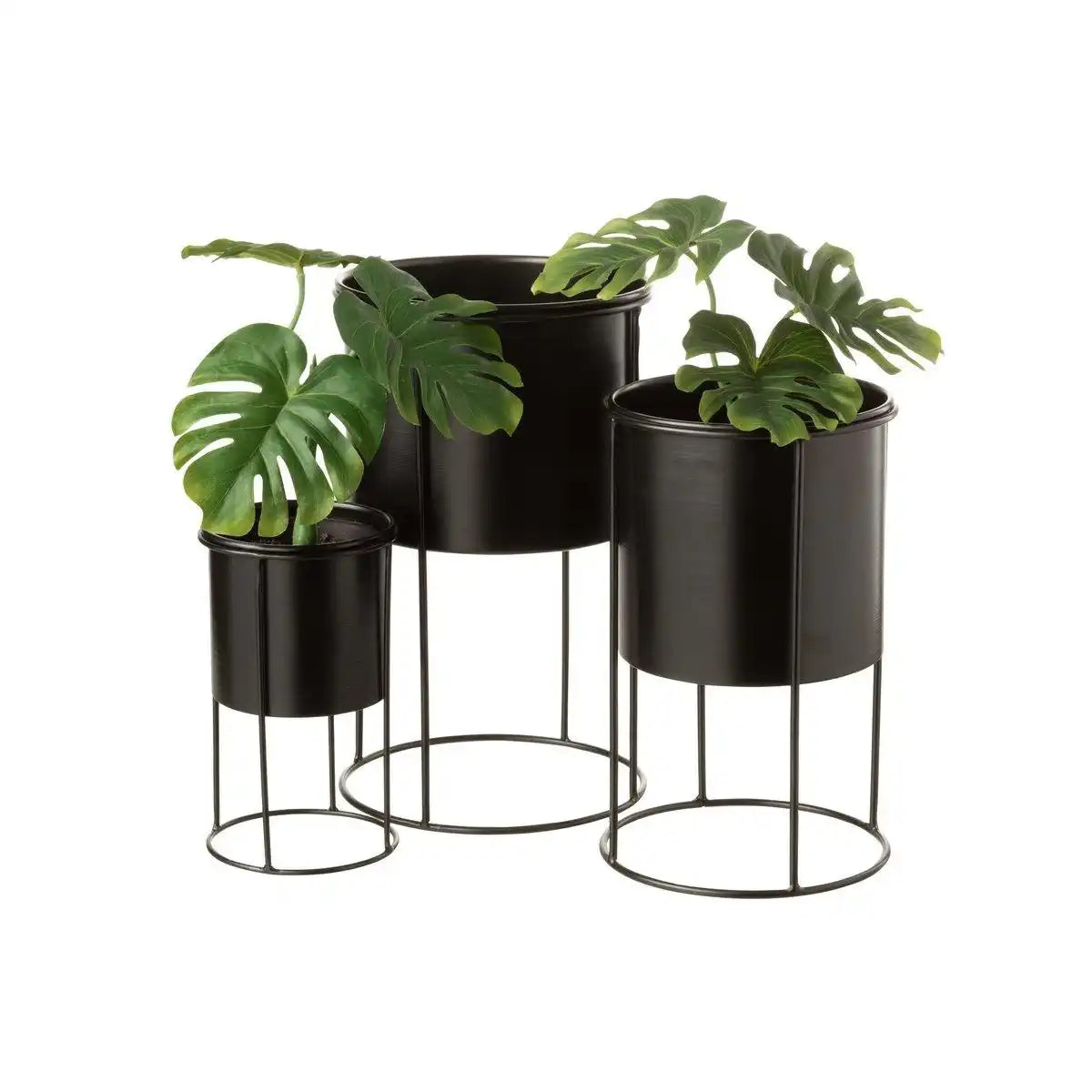 J-Line Blumentopf auf Fuß - Metall - Schwarz - Groß - Ø 18,00 cm - HomeDesign Knaus