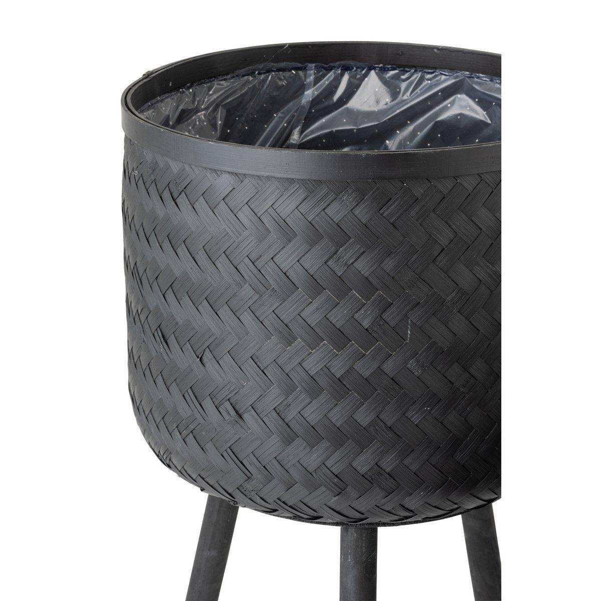 J-Line Blumentopf Bambus - Jute - Schwarz - Ø 37 cm - 3 Stück - HomeDesign Knaus