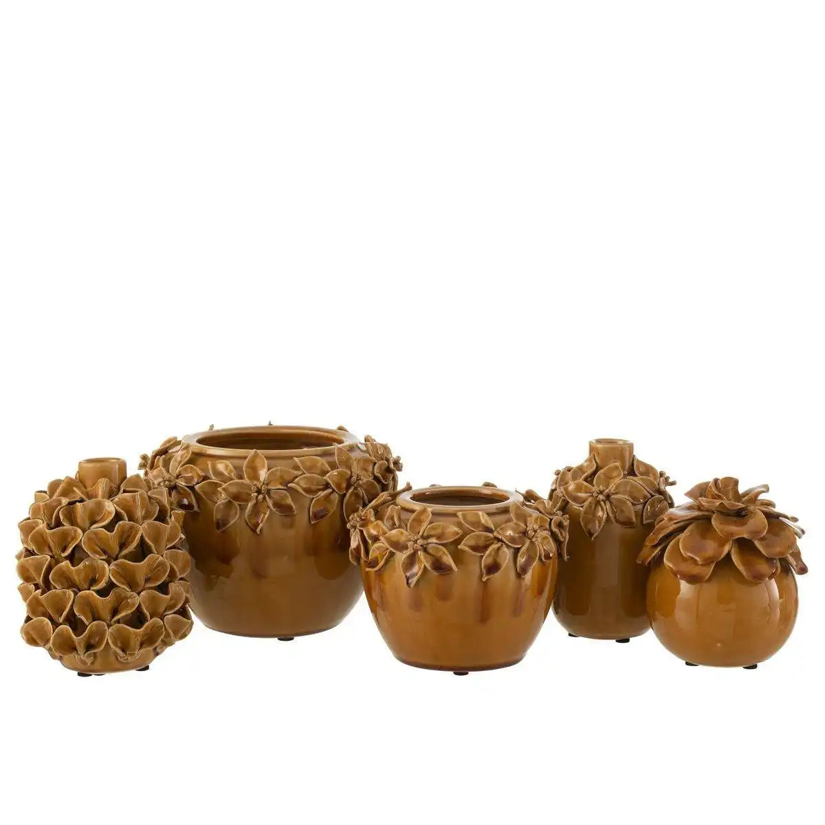 J-Line Blumentopf Flower - Keramik - Ocker - groß - Ø 22,00 cm - HomeDesign Knaus