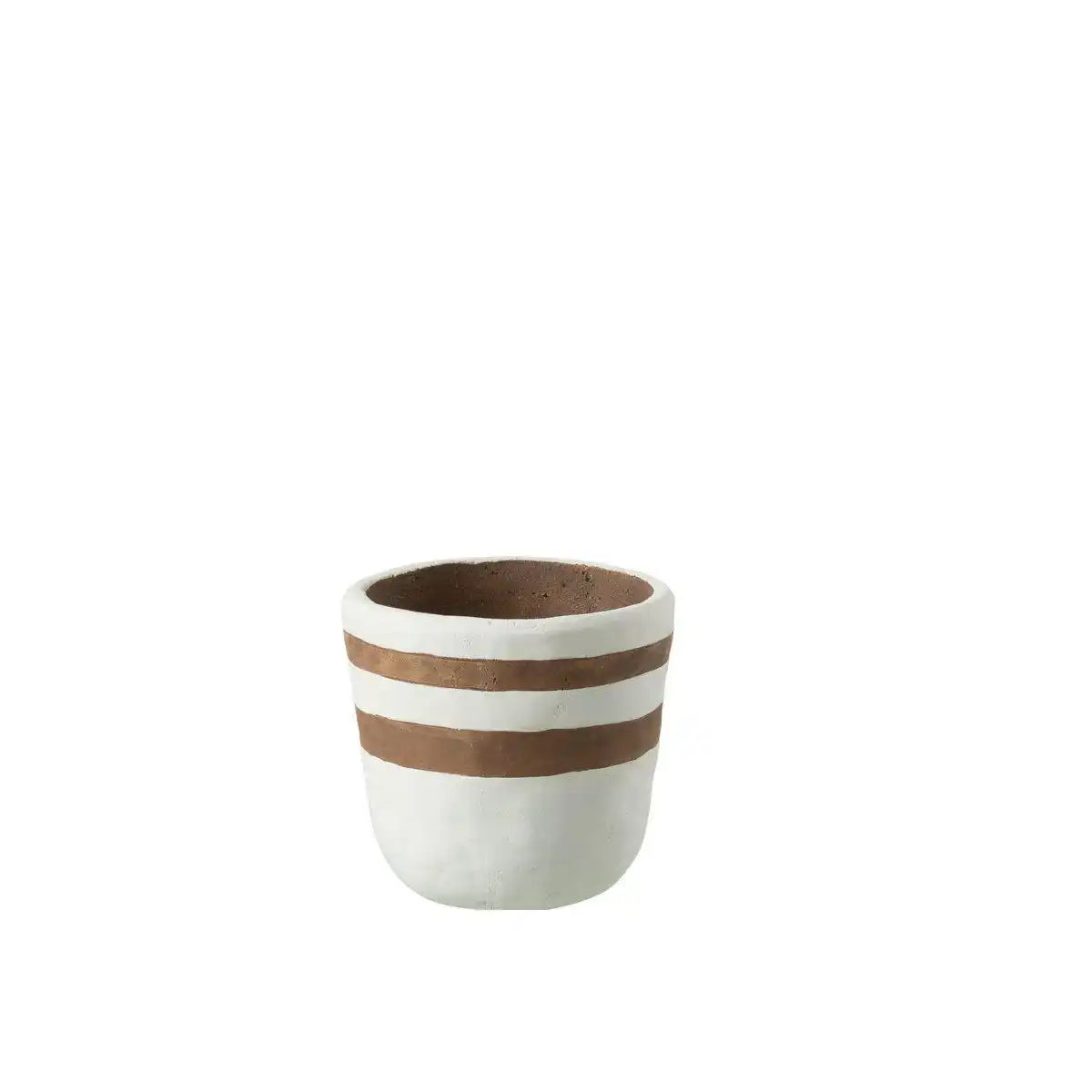 J-Line Blumentopf Kenya Keramik Weiß/Braun Klein - HomeDesign Knaus