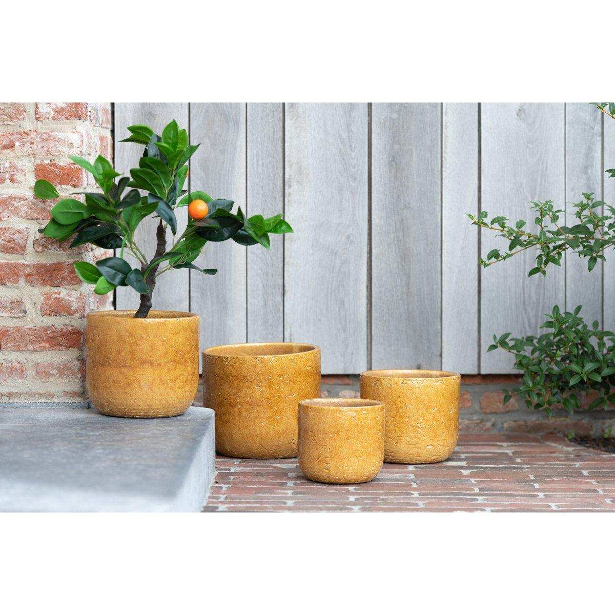 J-Line Blumentopf Leo - Keramik - Ocker - extra groß - Ø 22,00 cm - HomeDesign Knaus