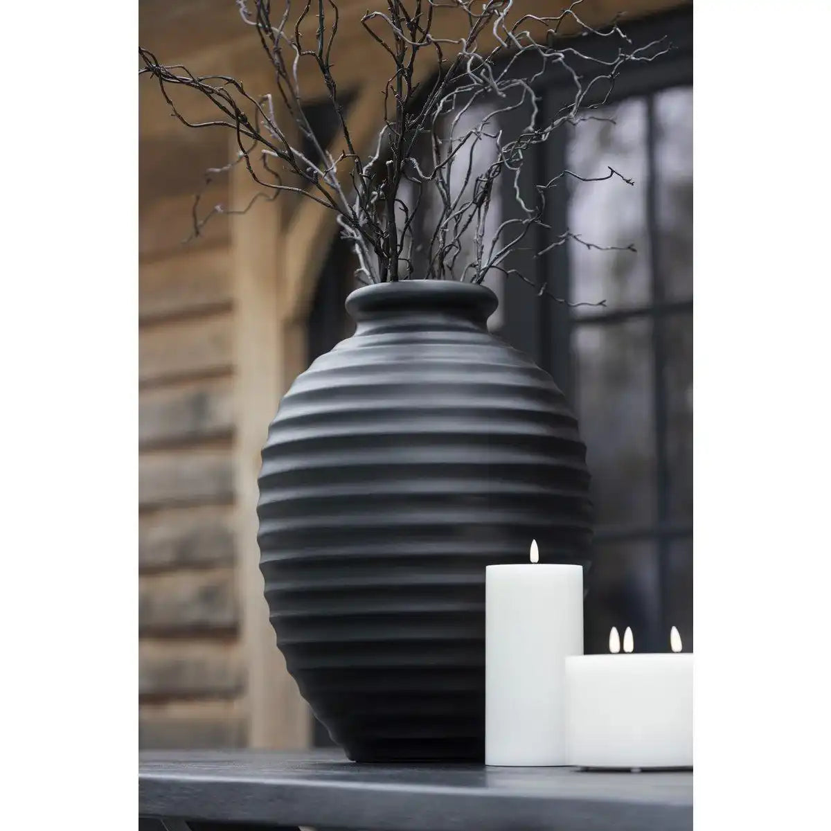 J-Line Blumentopf Oval - Terrakotta - Schwarz - Groß - HomeDesign Knaus