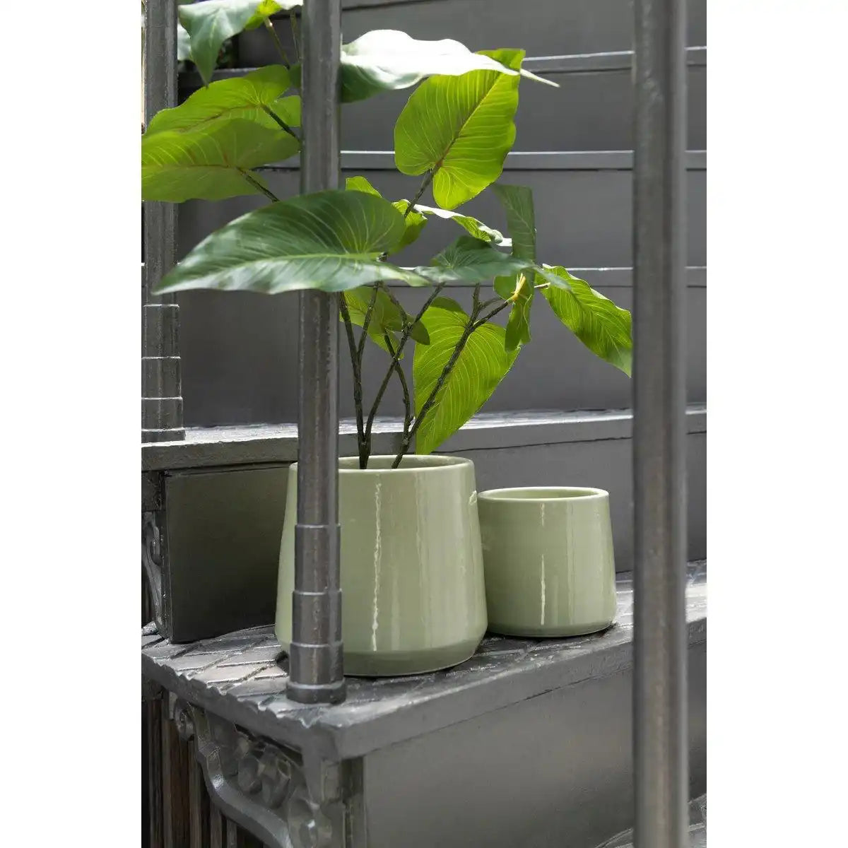 J-Line Blumentopf Rund - Keramik - Grün - Groß - Ø 26,00 cm - HomeDesign Knaus