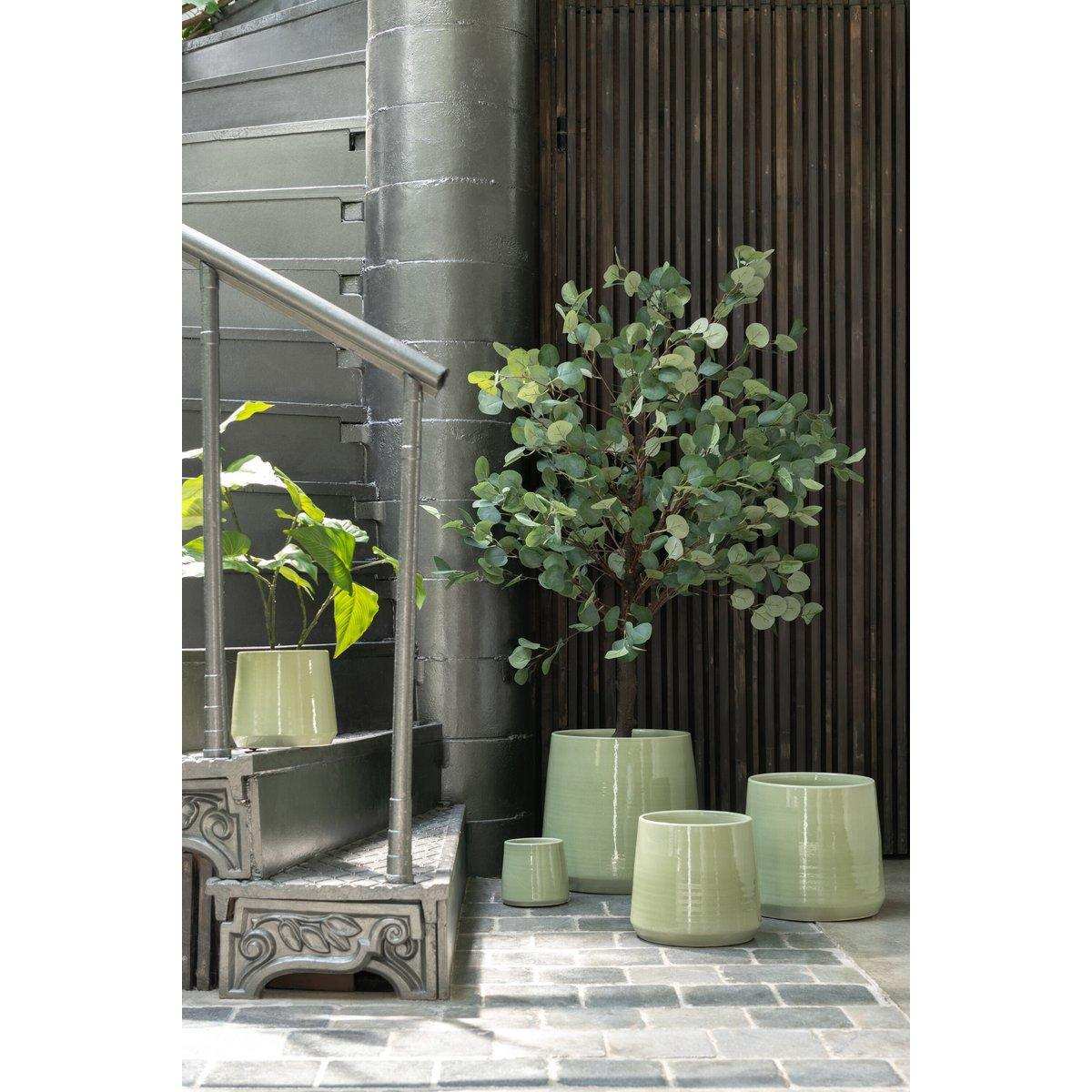 J-Line Blumentopf Rund - Keramik - Grün - Groß - Ø 26,00 cm - HomeDesign Knaus