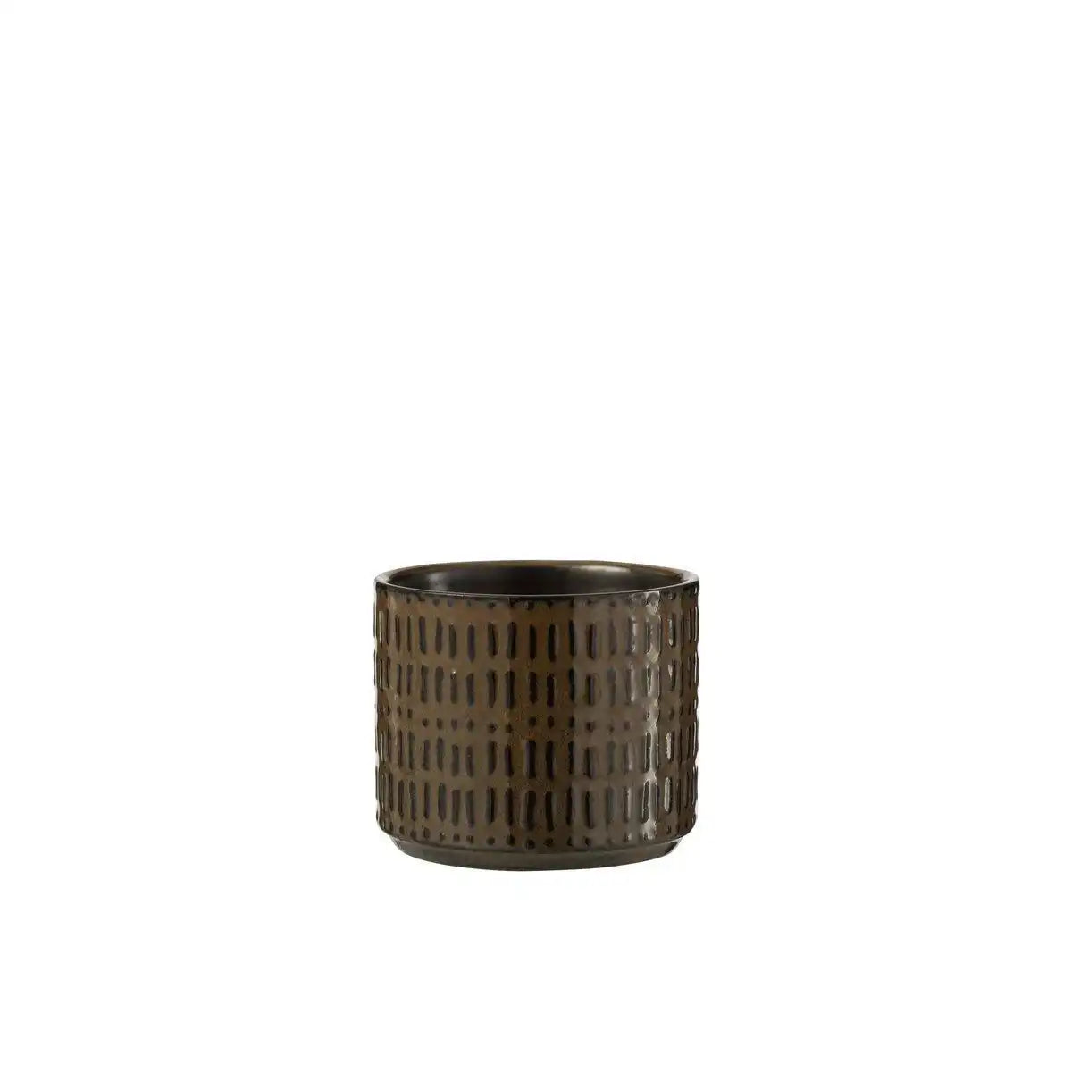 J-Line Blumentopf Stripe Keramik Schwarz/Braun Klein - HomeDesign Knaus