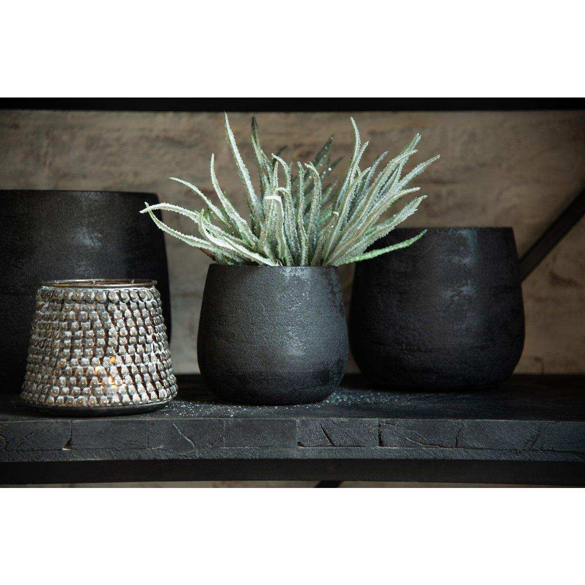 J-Line Blumentopf Uneben Raue Keramik Schwarz Klein - HomeDesign Knaus