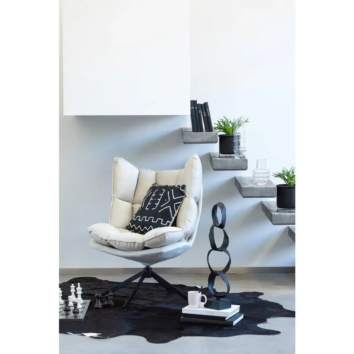 J-Line Blumentopf zum Aufhängen – Zement – Schwarz – S – Ø 17 cm - HomeDesign Knaus