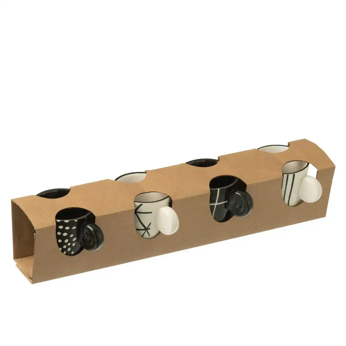 J-Line Box 4 Kaffeebeutel mit Ohr, Keramik, Schwarz/Weiß - HomeDesign Knaus