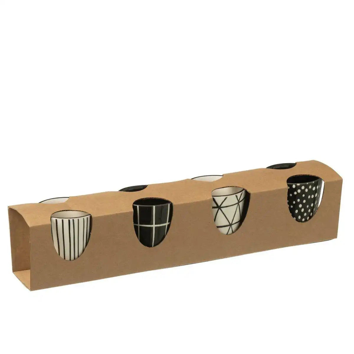 J-Line Box 4 Kaffeebeutel mit Ohr, Keramik, Schwarz/Weiß - HomeDesign Knaus