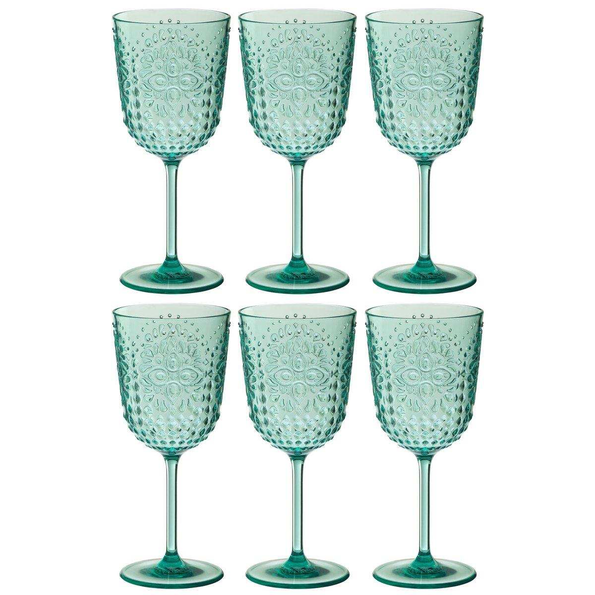 J-Line Box 6 Weinglas Plastik Aqua Blauw - HomeDesign Knaus