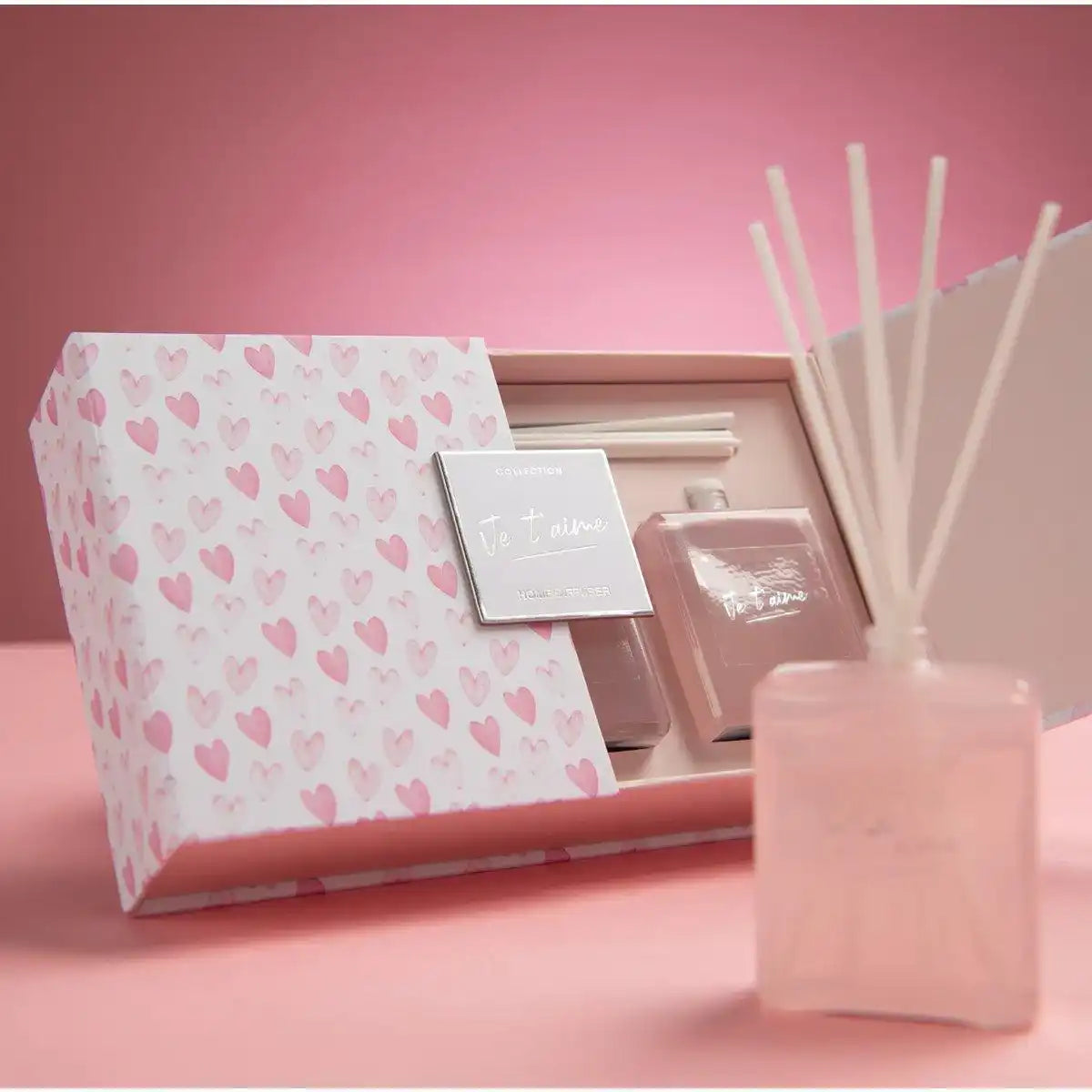 J-Line-Box mit 3 Duftölen + Je T'aime-Sticks – Holz – Rosa - HomeDesign Knaus