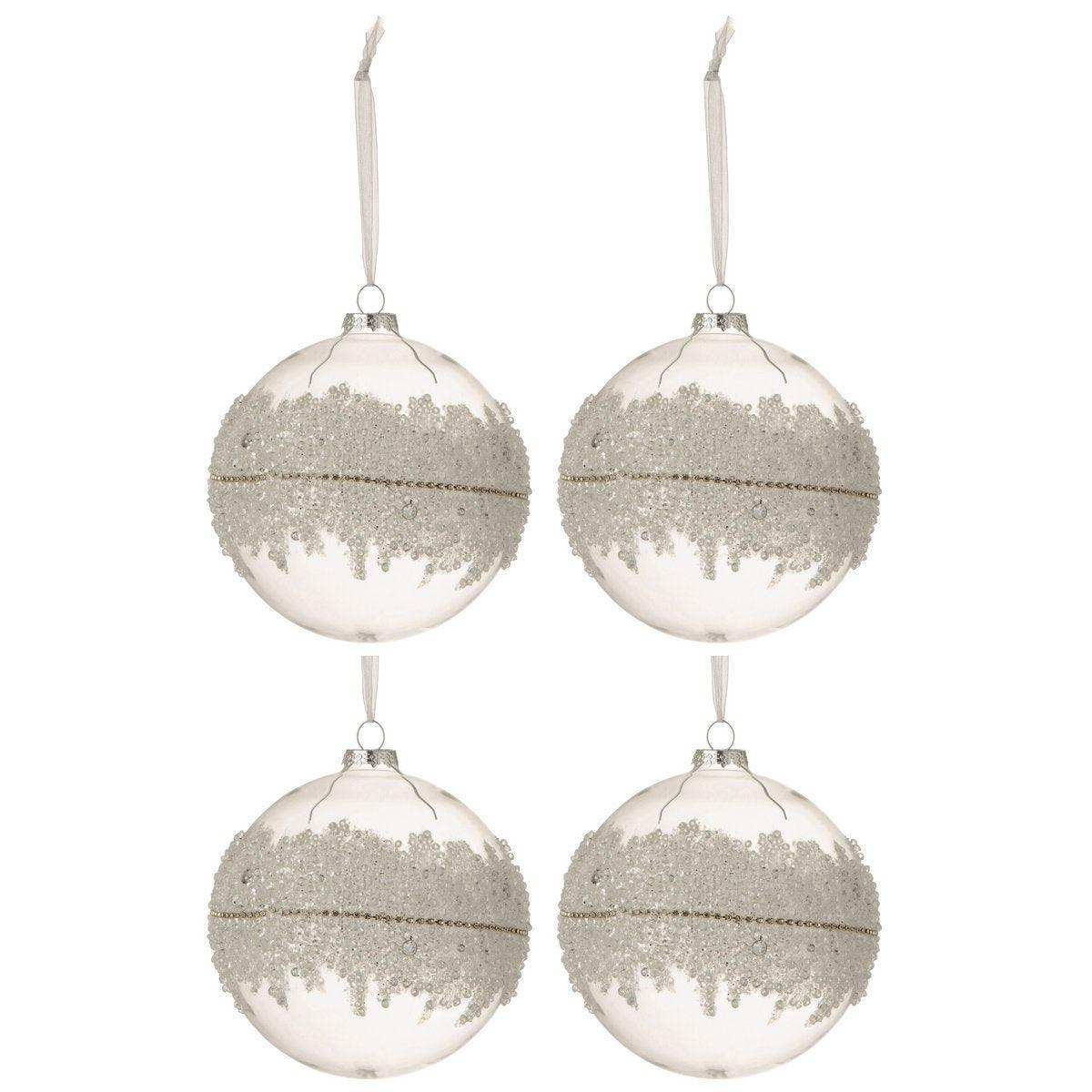 J-Line Box mit 4 Weihnachtskugeln, Zuckerzentrum, Diamantlinie, glasfertig, groß - HomeDesign Knaus