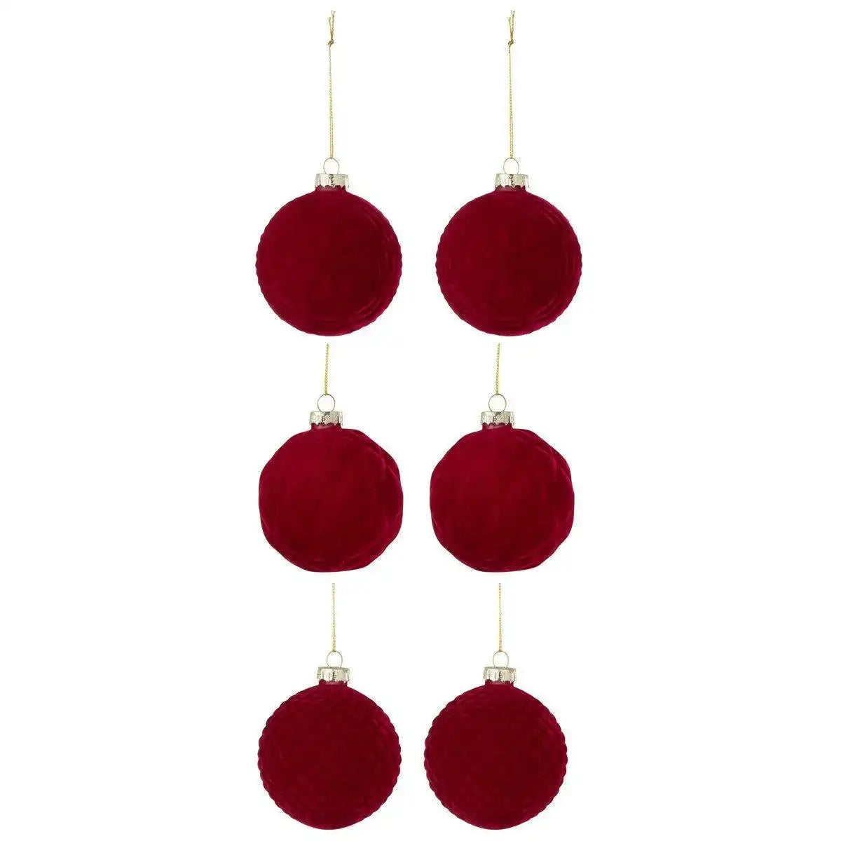 J-Line Box mit 6 Weihnachtskugeln 2+2+2 Samtrot klein - HomeDesign Knaus